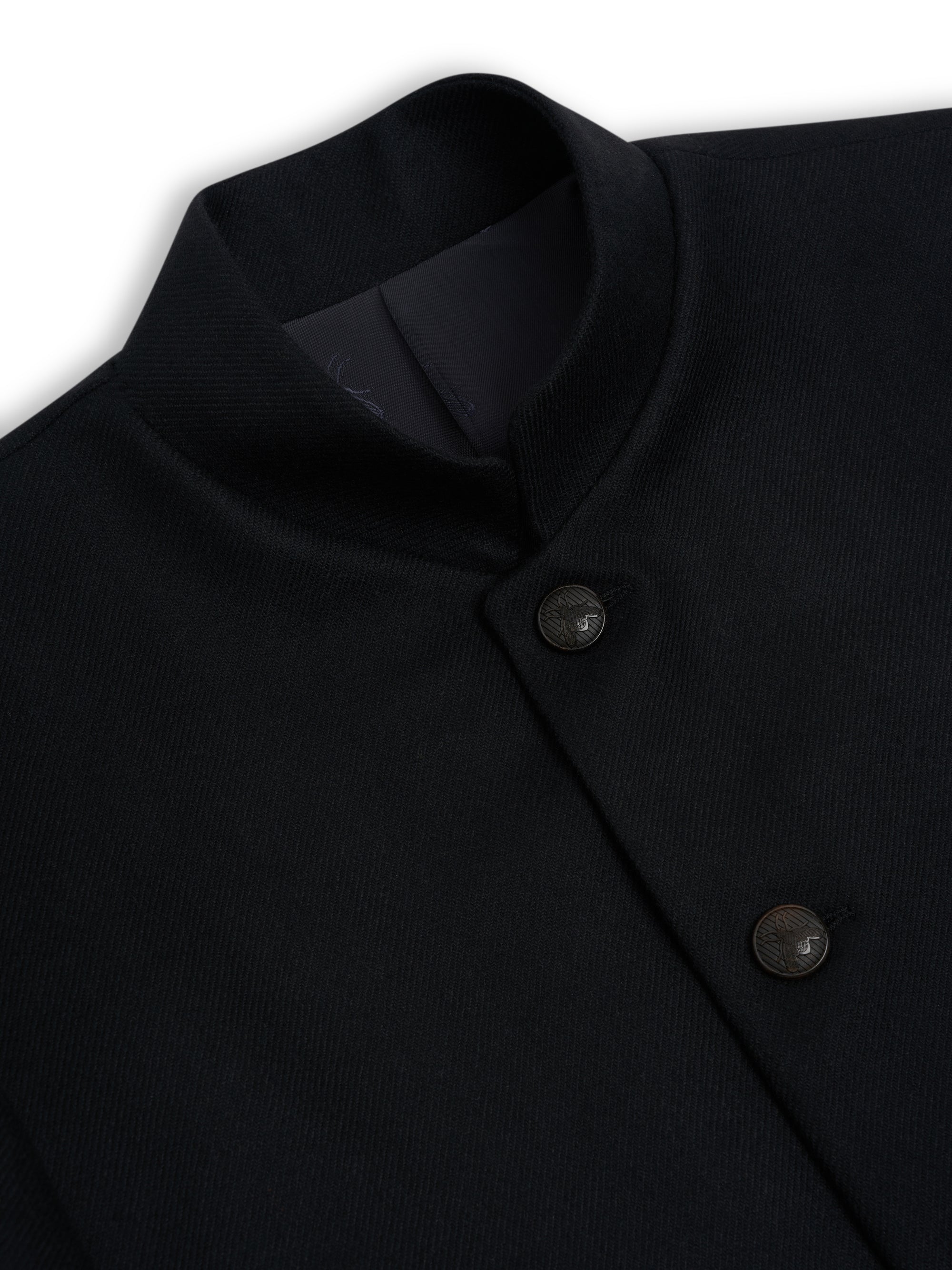 Black Seaton Cashmere Nehru Jacket