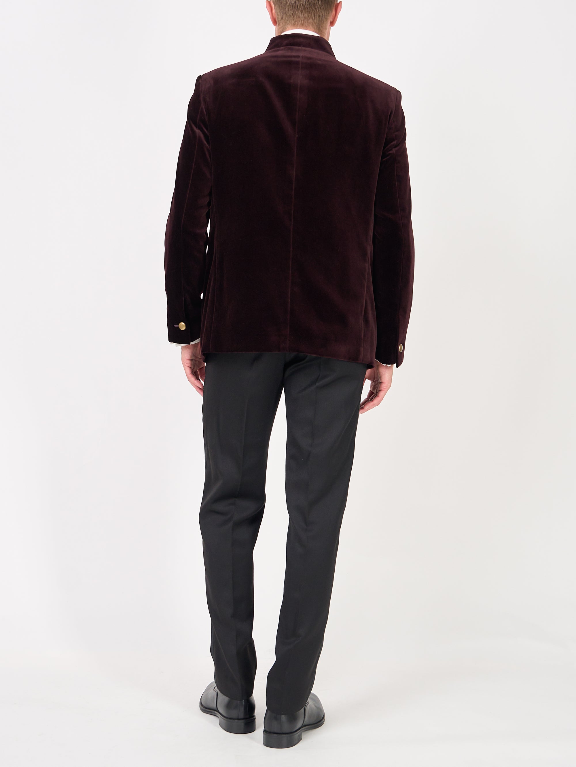 Claret Velvet Cotton Nehru Jacket Button Cuff