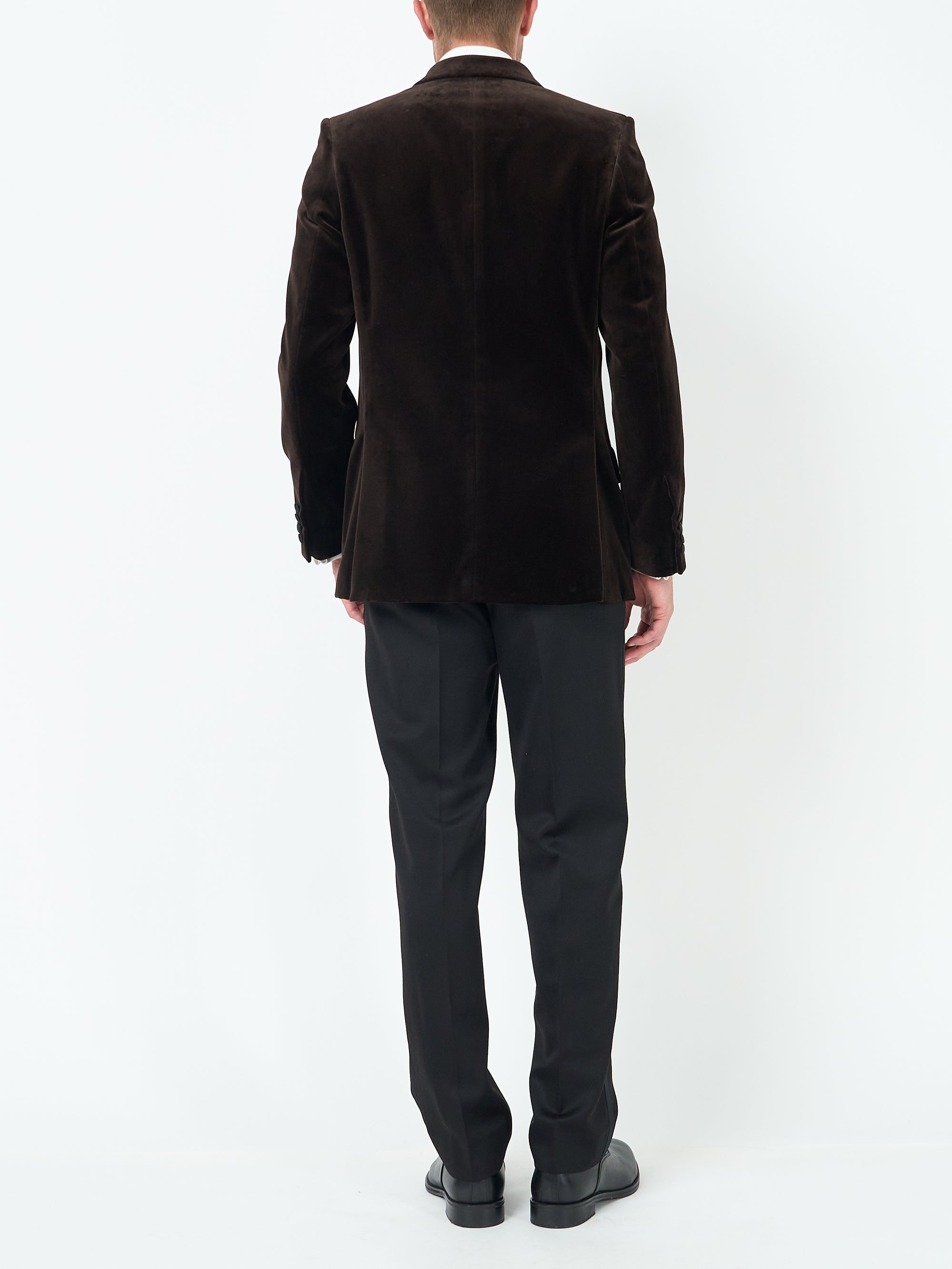 Chocolate Brown Velvet Cotton Double Breasted Dinner Jacket