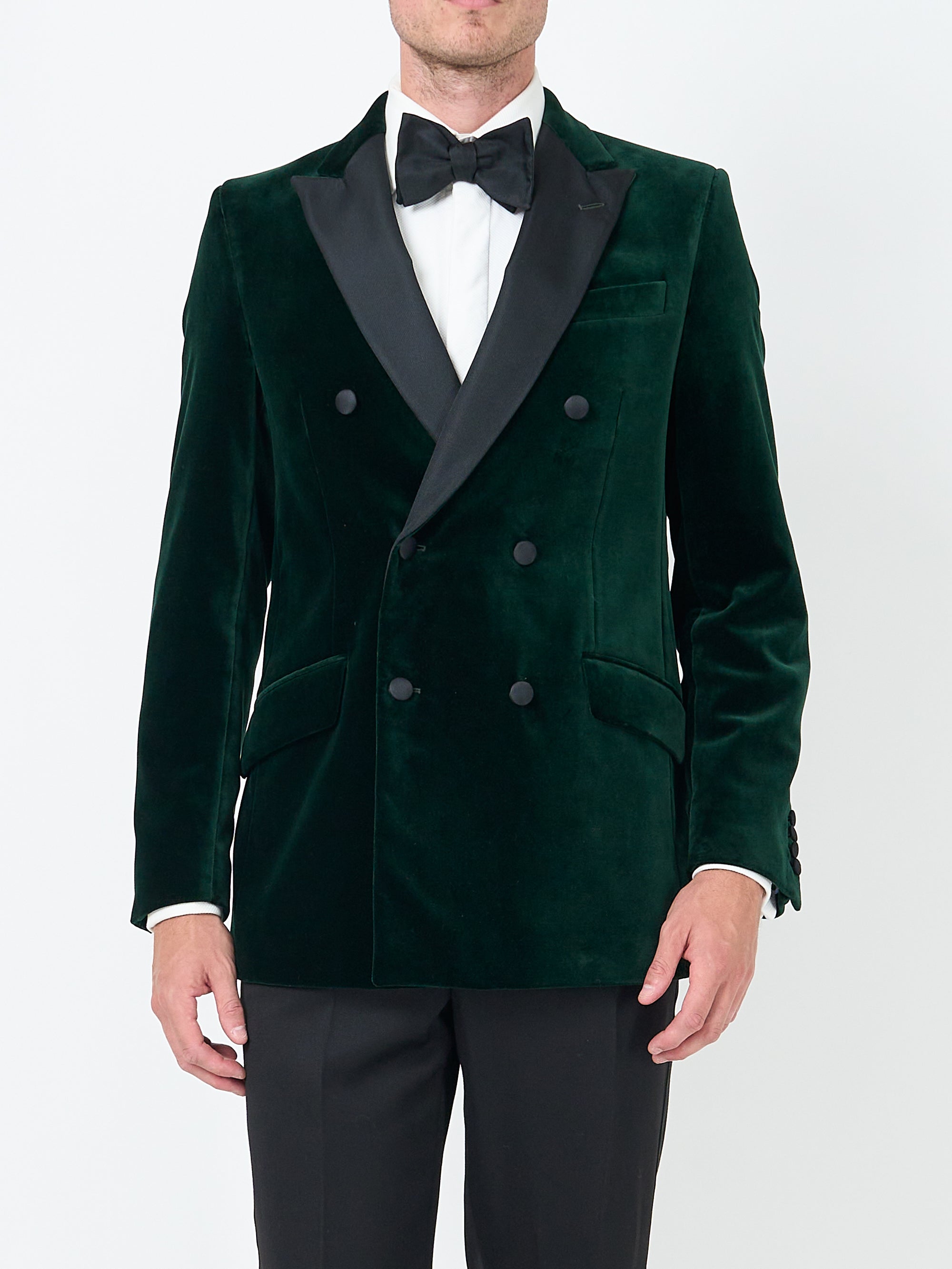 Racing Green Velvet Cotton Double Breasted Dinner Jacket