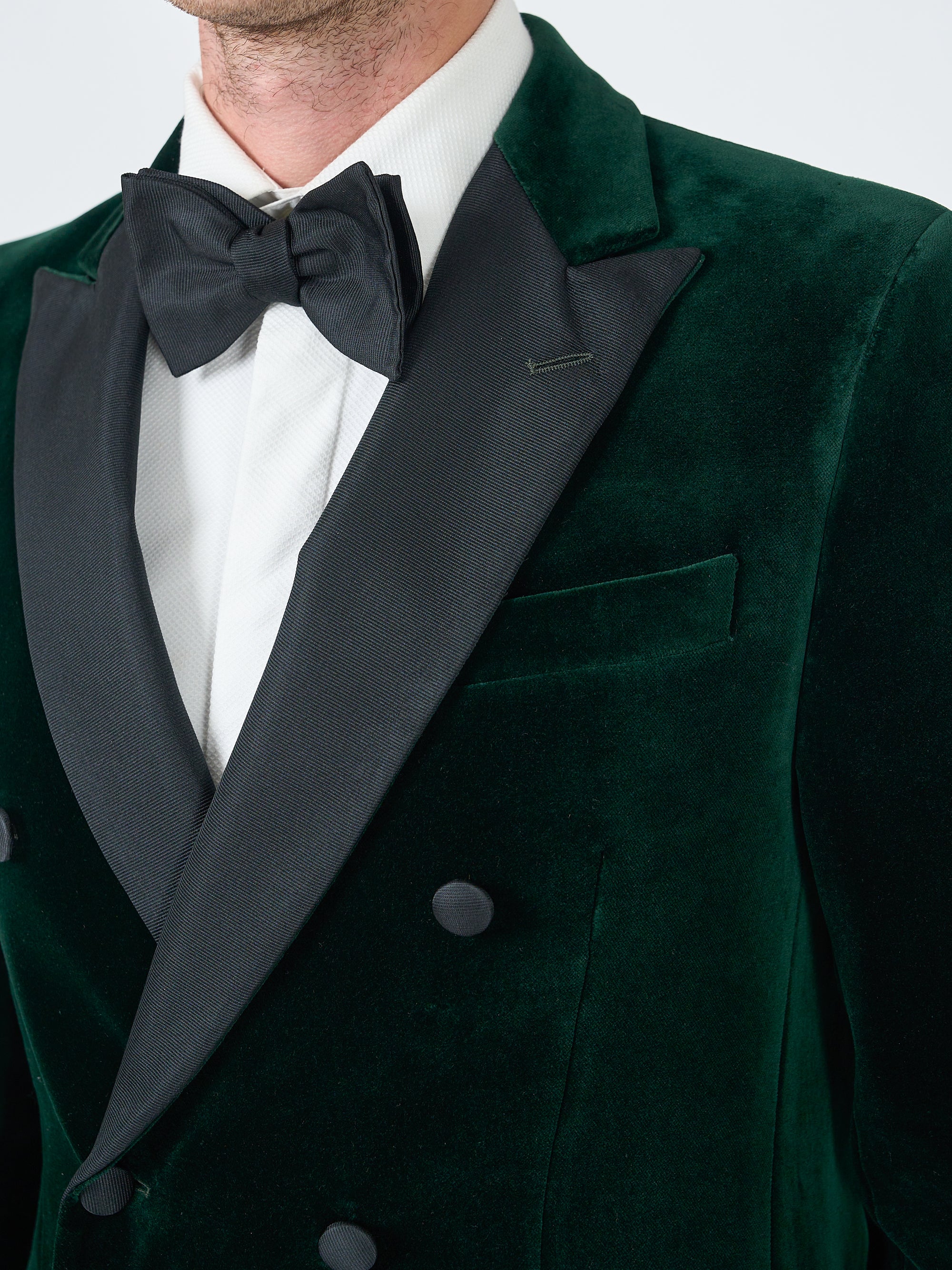 Racing Green Velvet Cotton Double Breasted Dinner Jacket