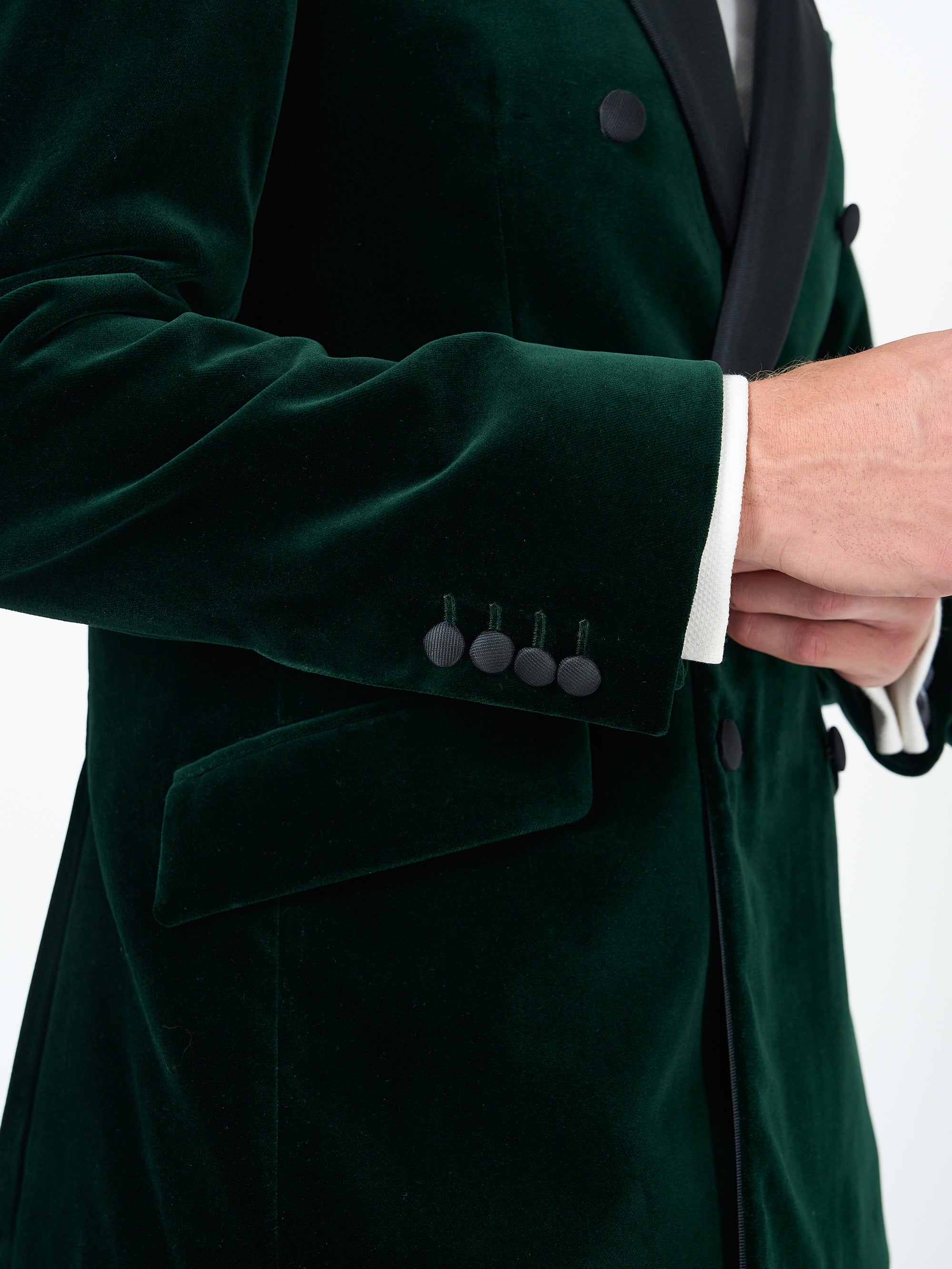 Racing Green Velvet Cotton Double Breasted Dinner Jacket