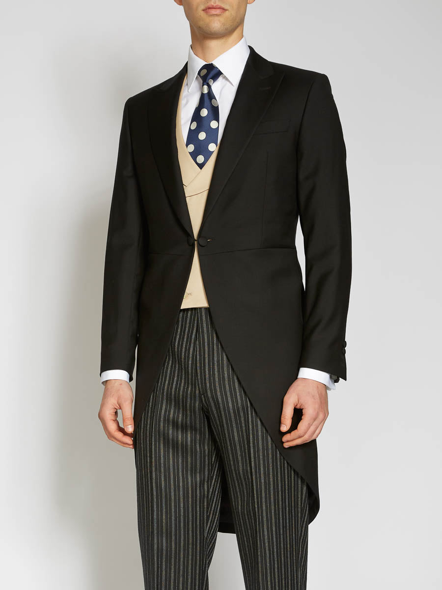 black morning dress Luxury Gown Grey or Blue Waistcoat to complete your look Morning Coat in Black Barathea