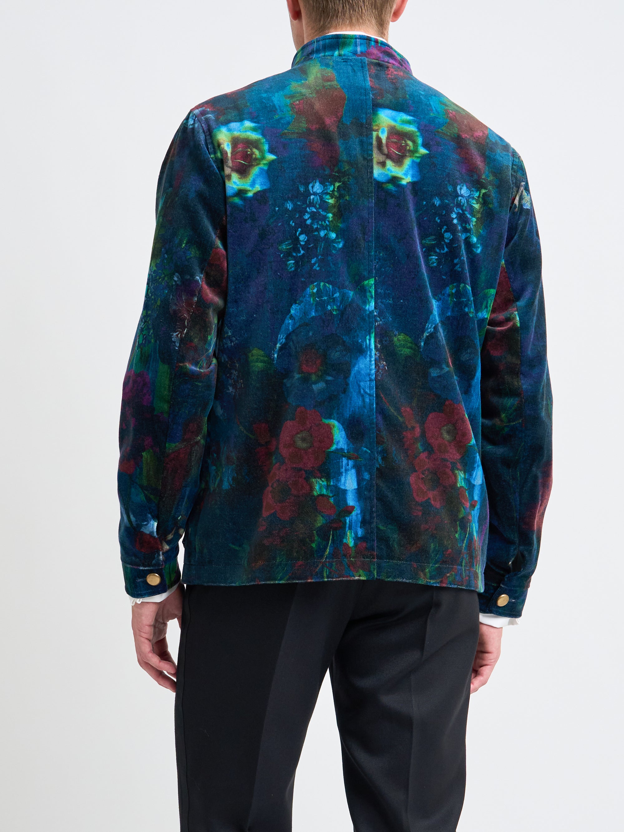 Midnight Idris Floral Velvet Cotton Artist Jacket