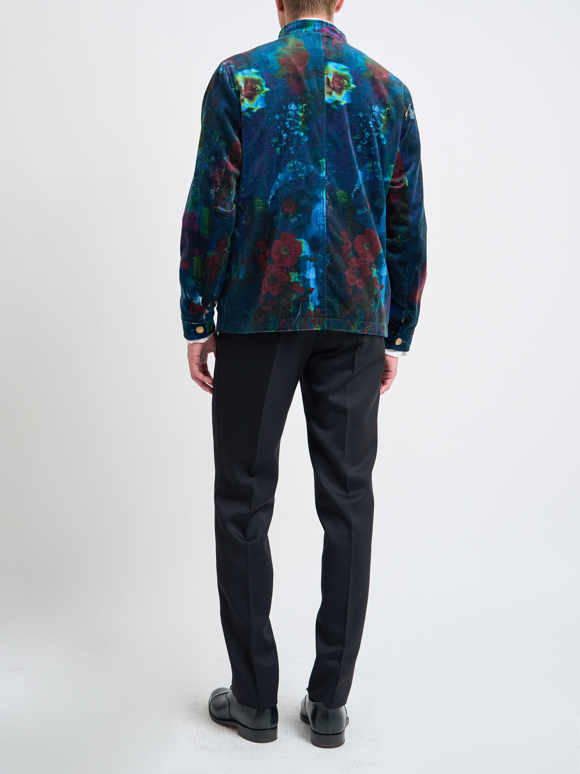 Midnight Idris Floral Velvet Cotton Artist Jacket