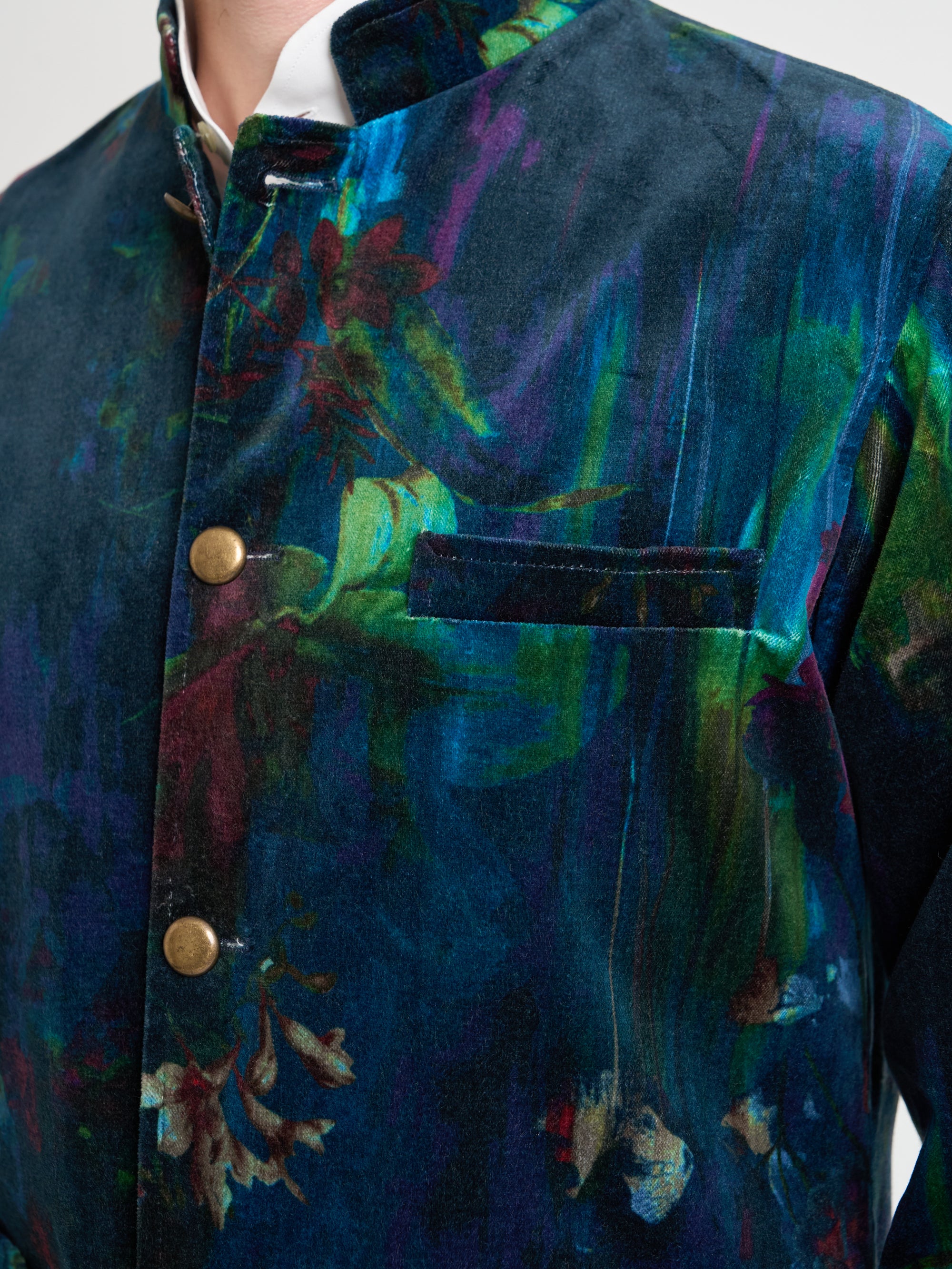 Midnight Idris Floral Velvet Cotton Artist Jacket