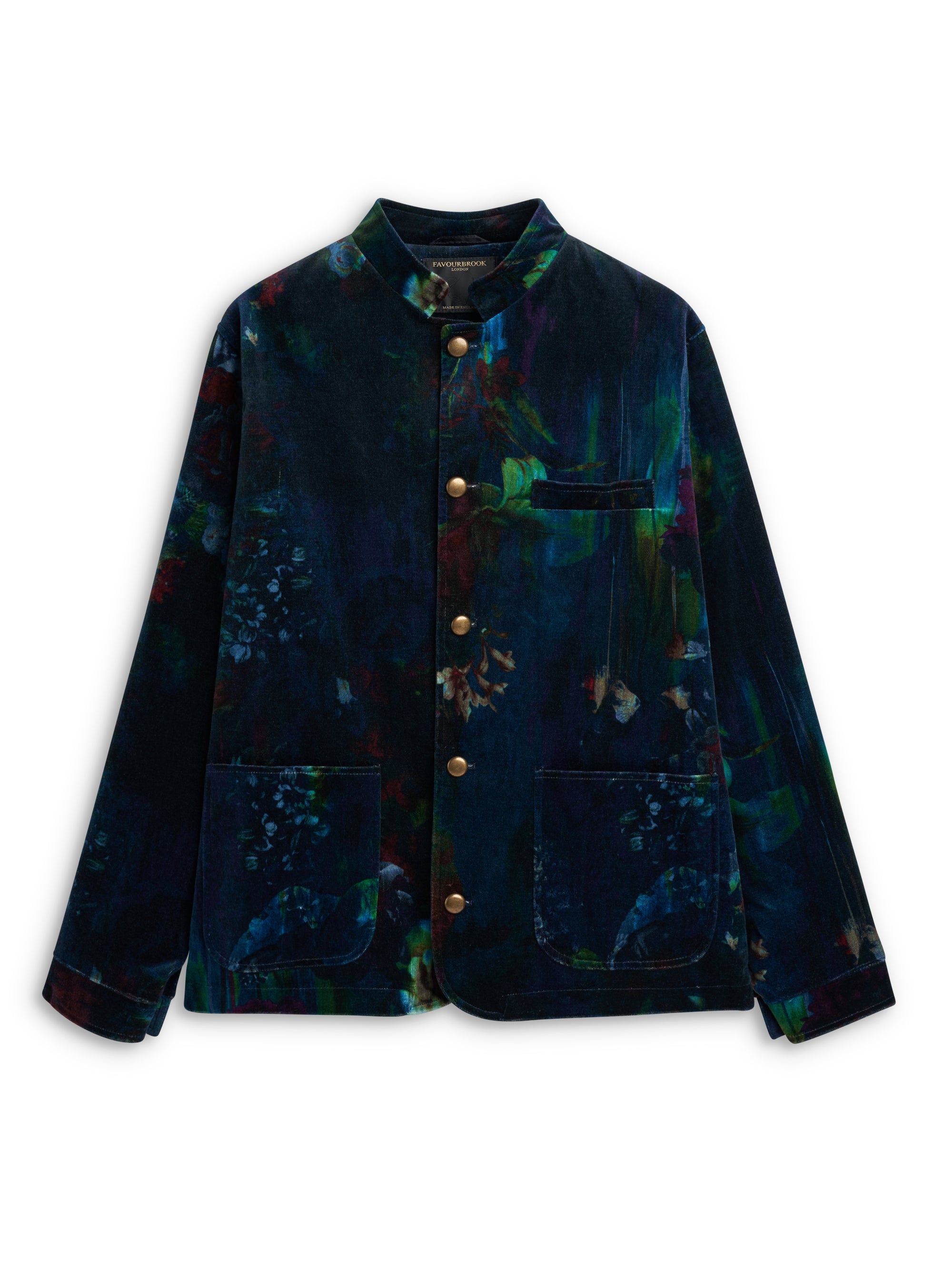 Midnight Idris Floral Velvet Cotton Artist Jacket