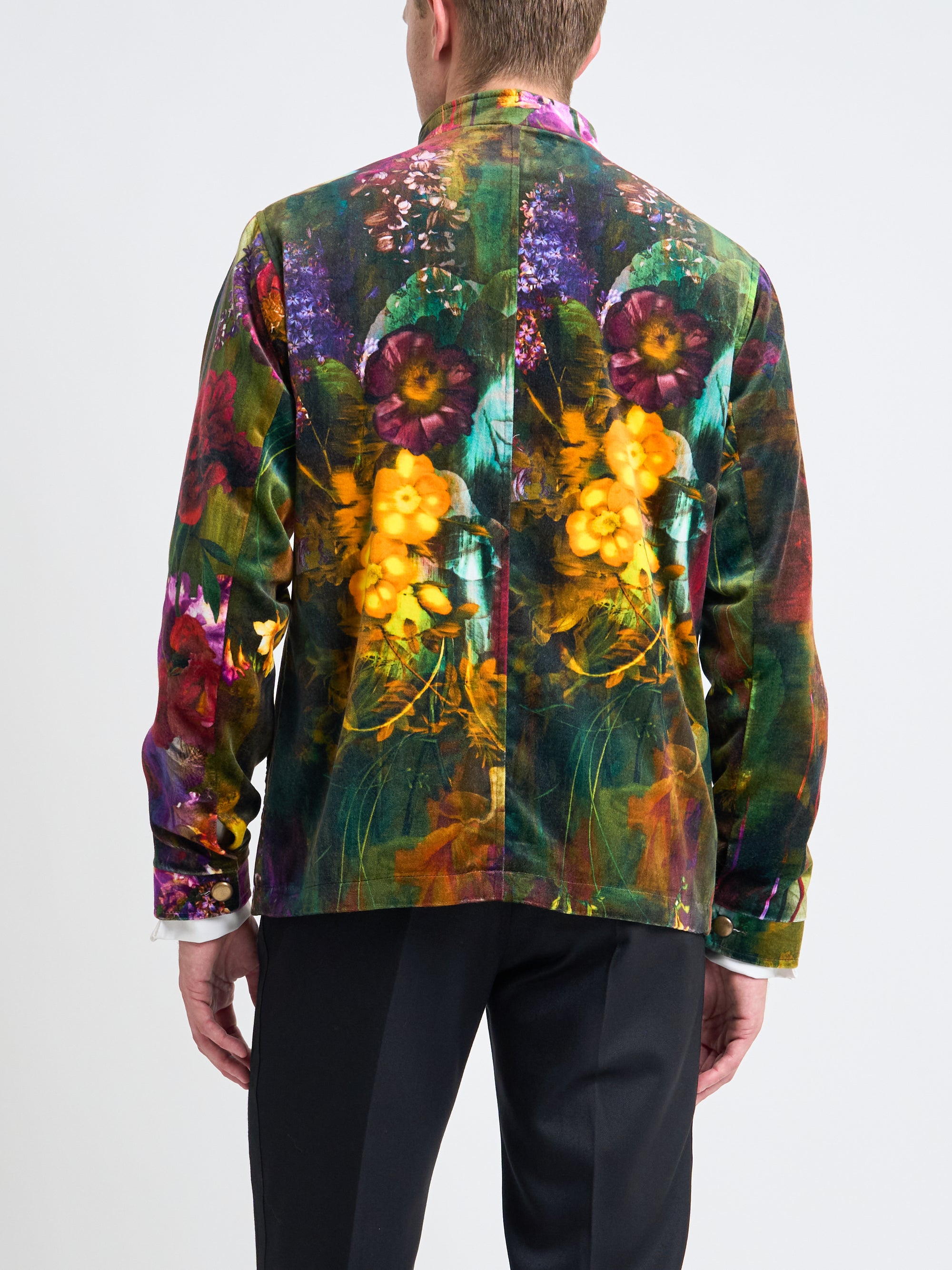 Multi Idris Floral Velvet Cotton Artist Jacket