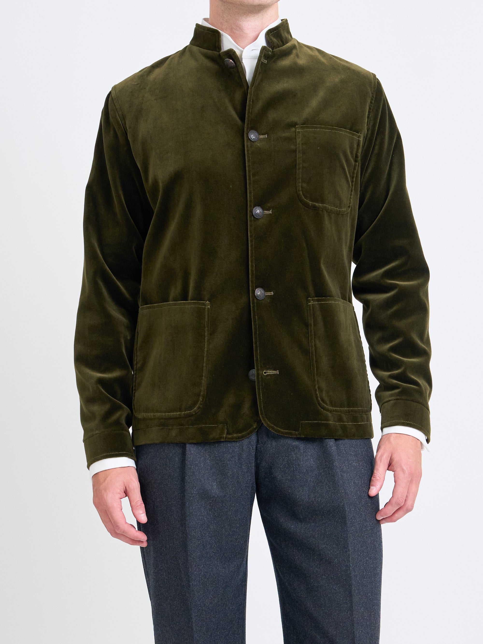 Olive Velvet Cotton Artist Jacket