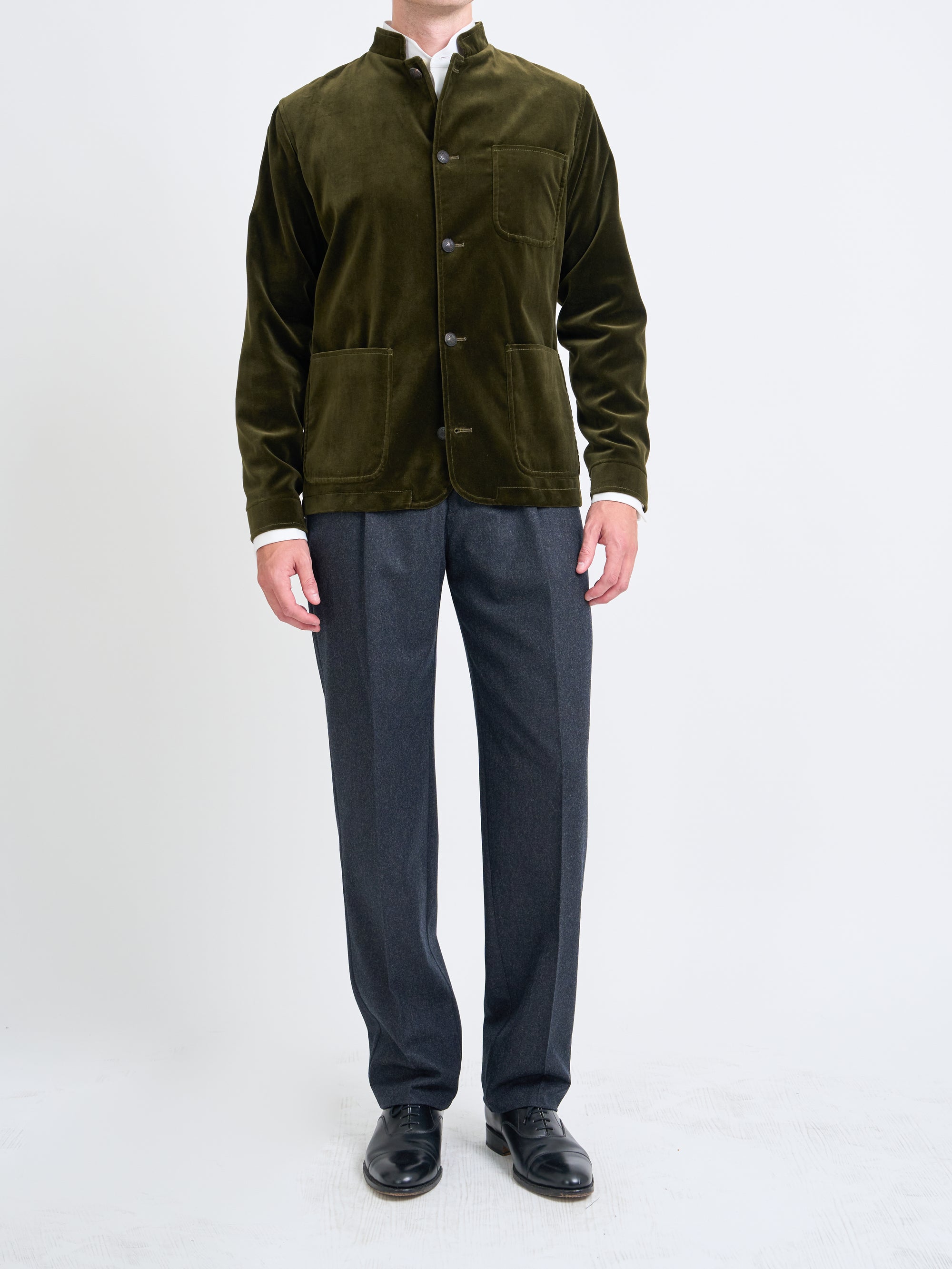 Olive Velvet Cotton Artist Jacket
