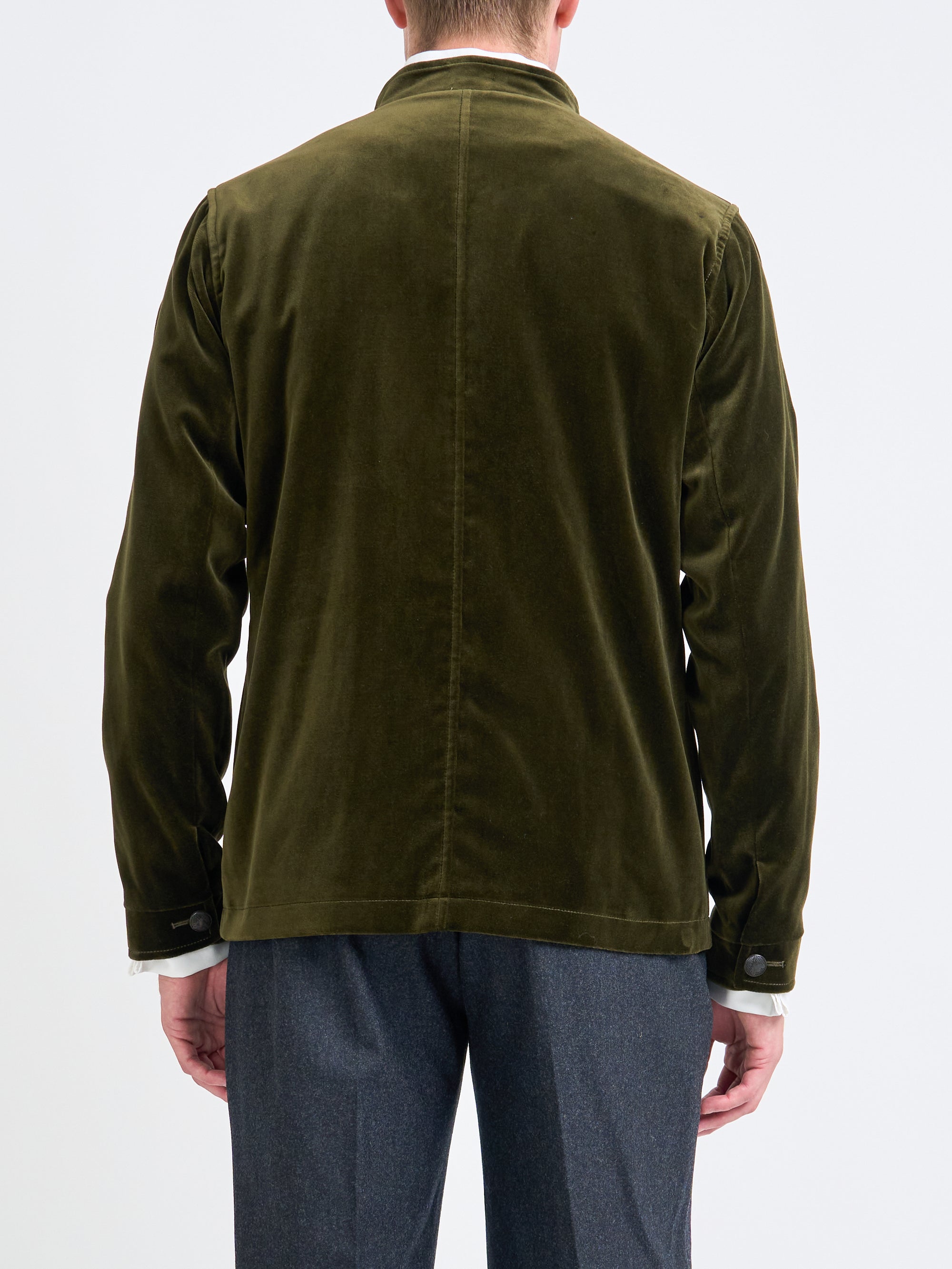 Olive Velvet Cotton Artist Jacket
