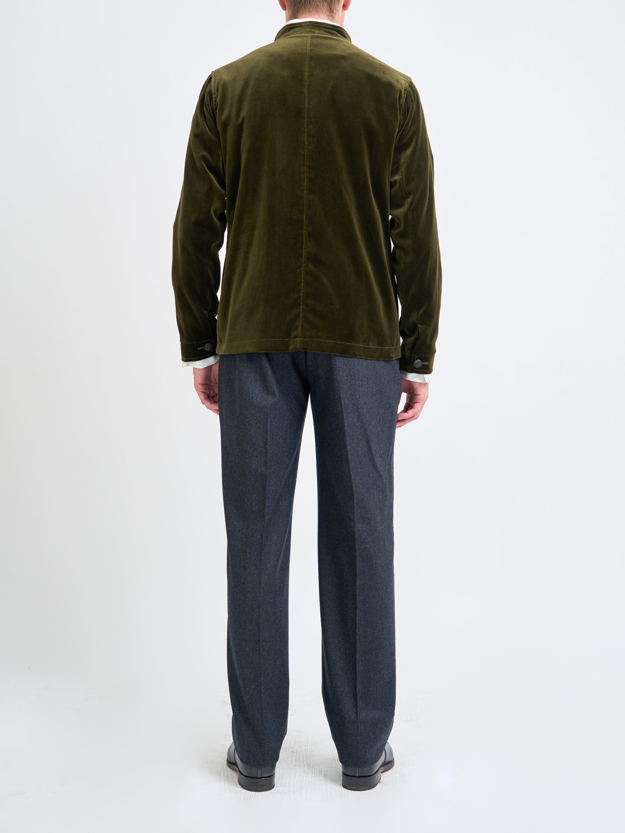 Olive Velvet Cotton Artist Jacket