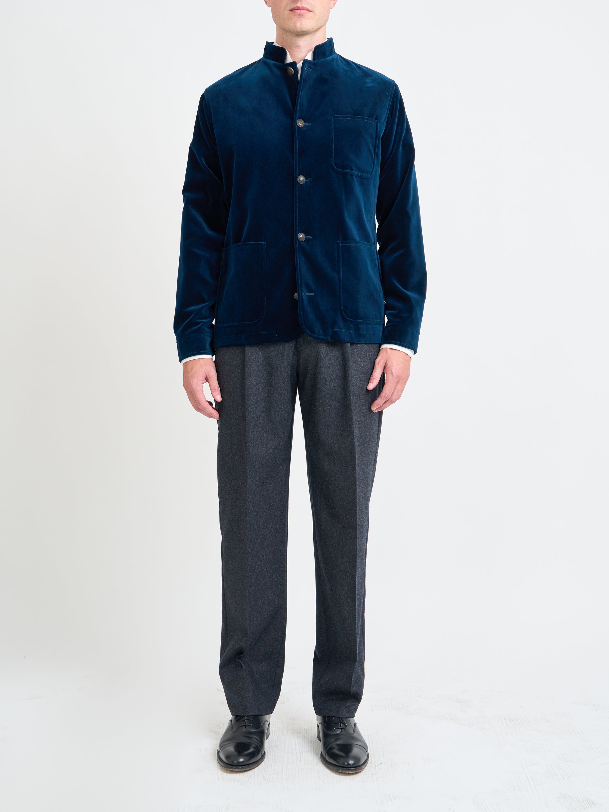 Sapphire Blue Velvet Cotton Artist Jacket