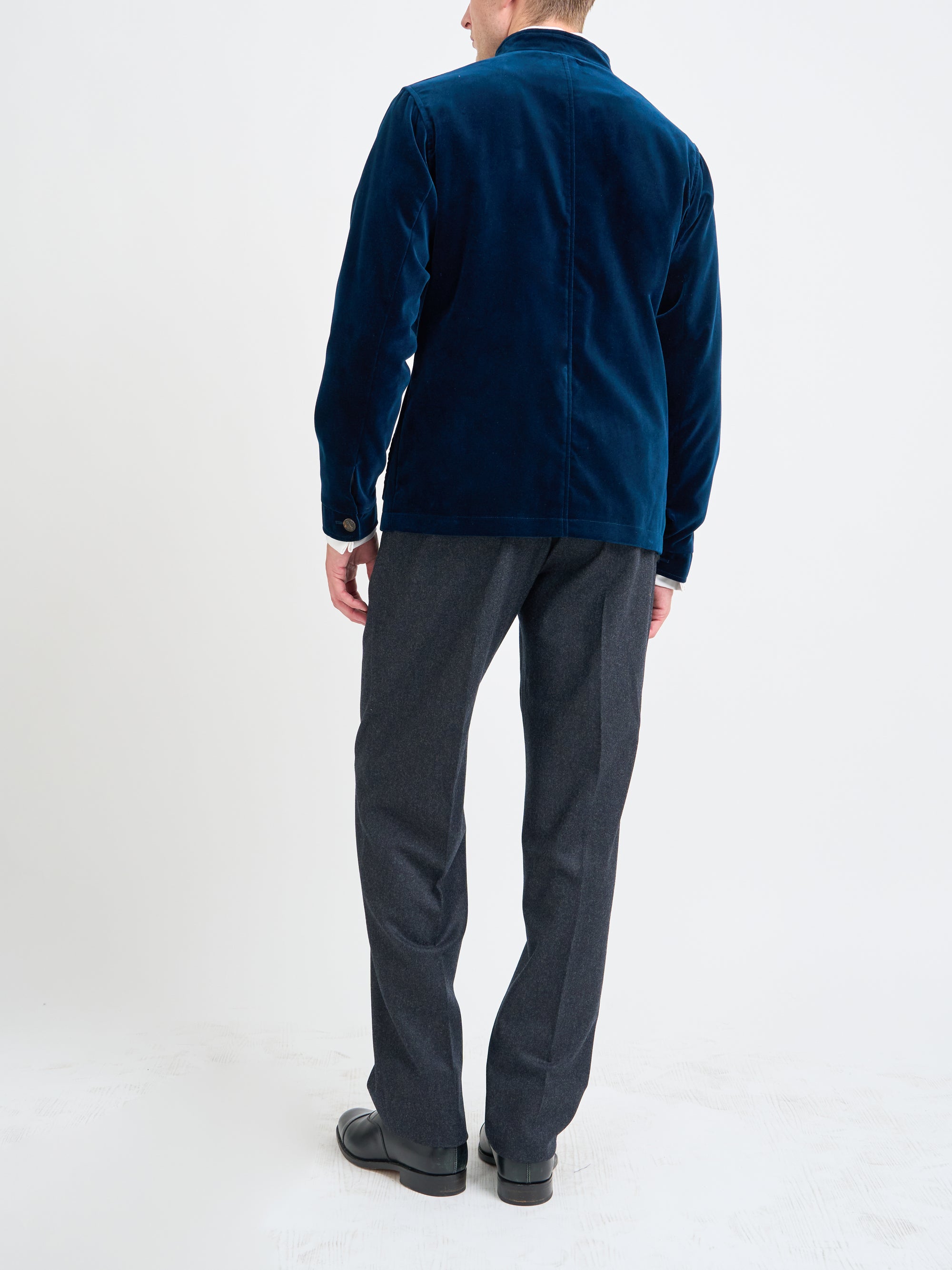 Sapphire Blue Velvet Cotton Artist Jacket