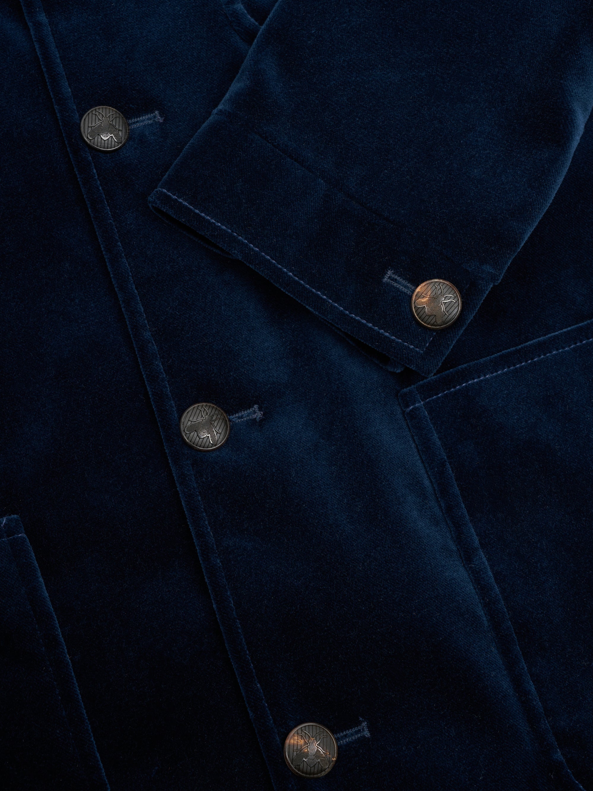 Sapphire Blue Velvet Cotton Artist Jacket