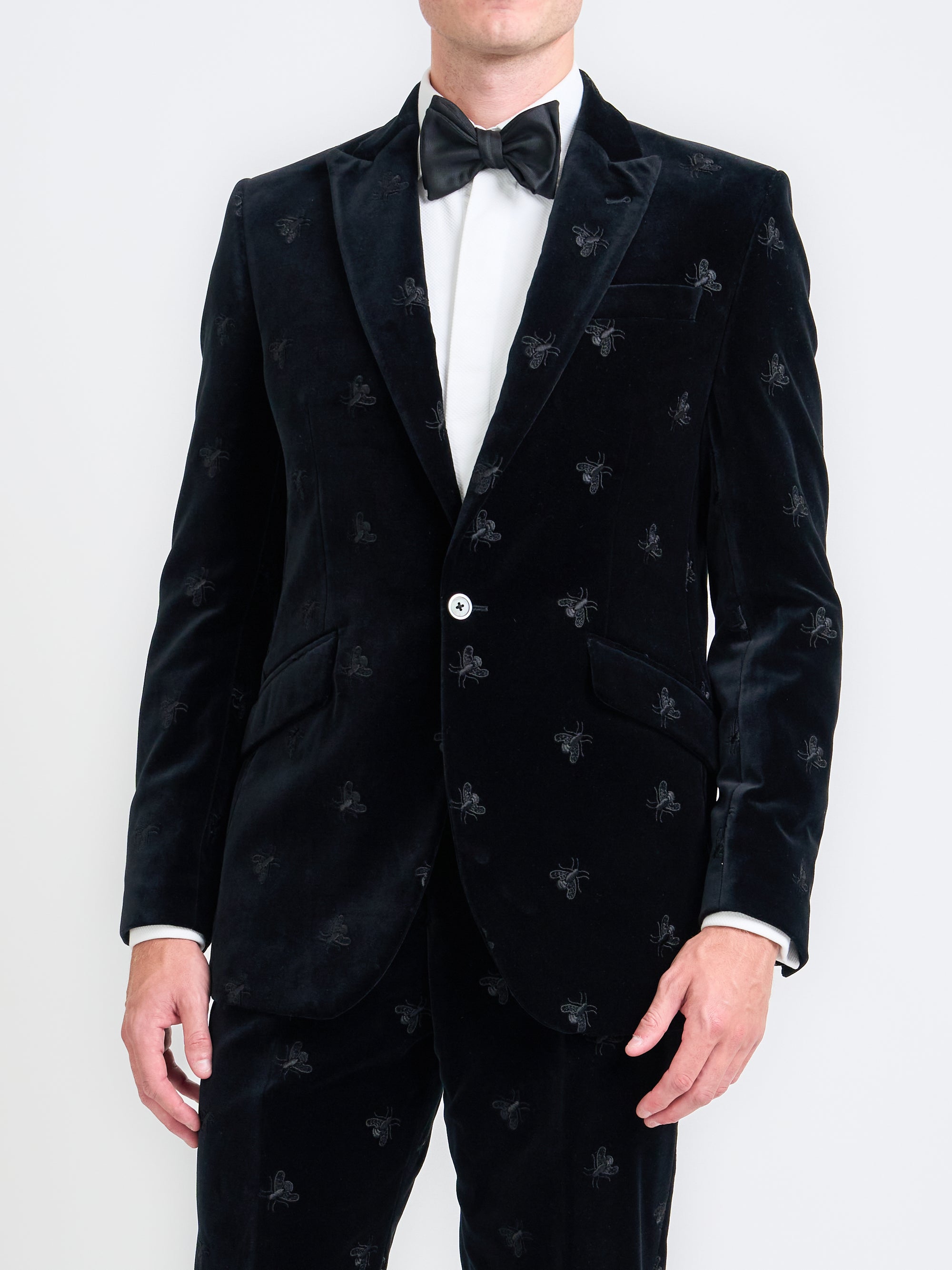 Black Bees Velvet Newport Jacket