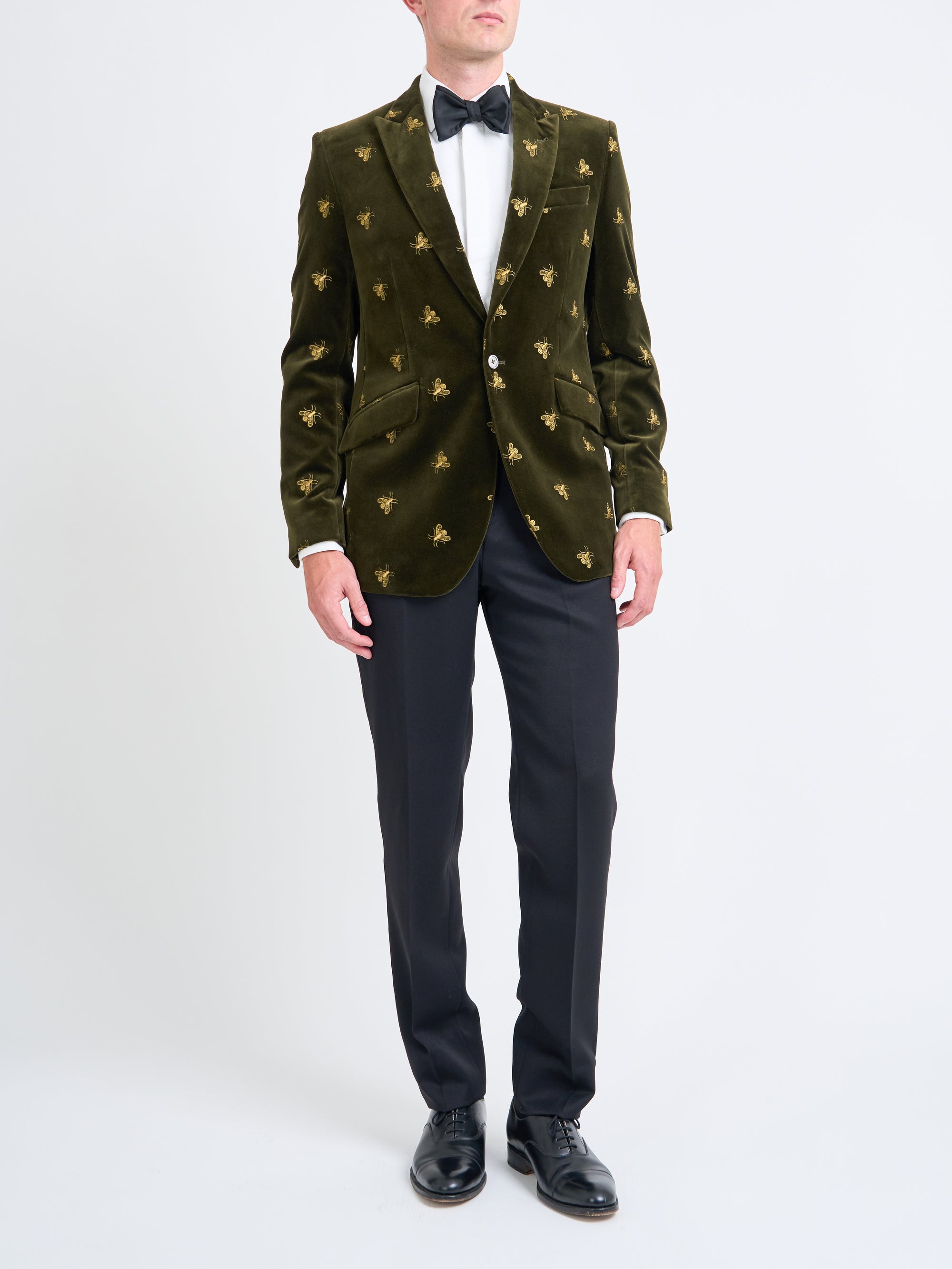 Olive Gold Bees Velvet Newport Jacket