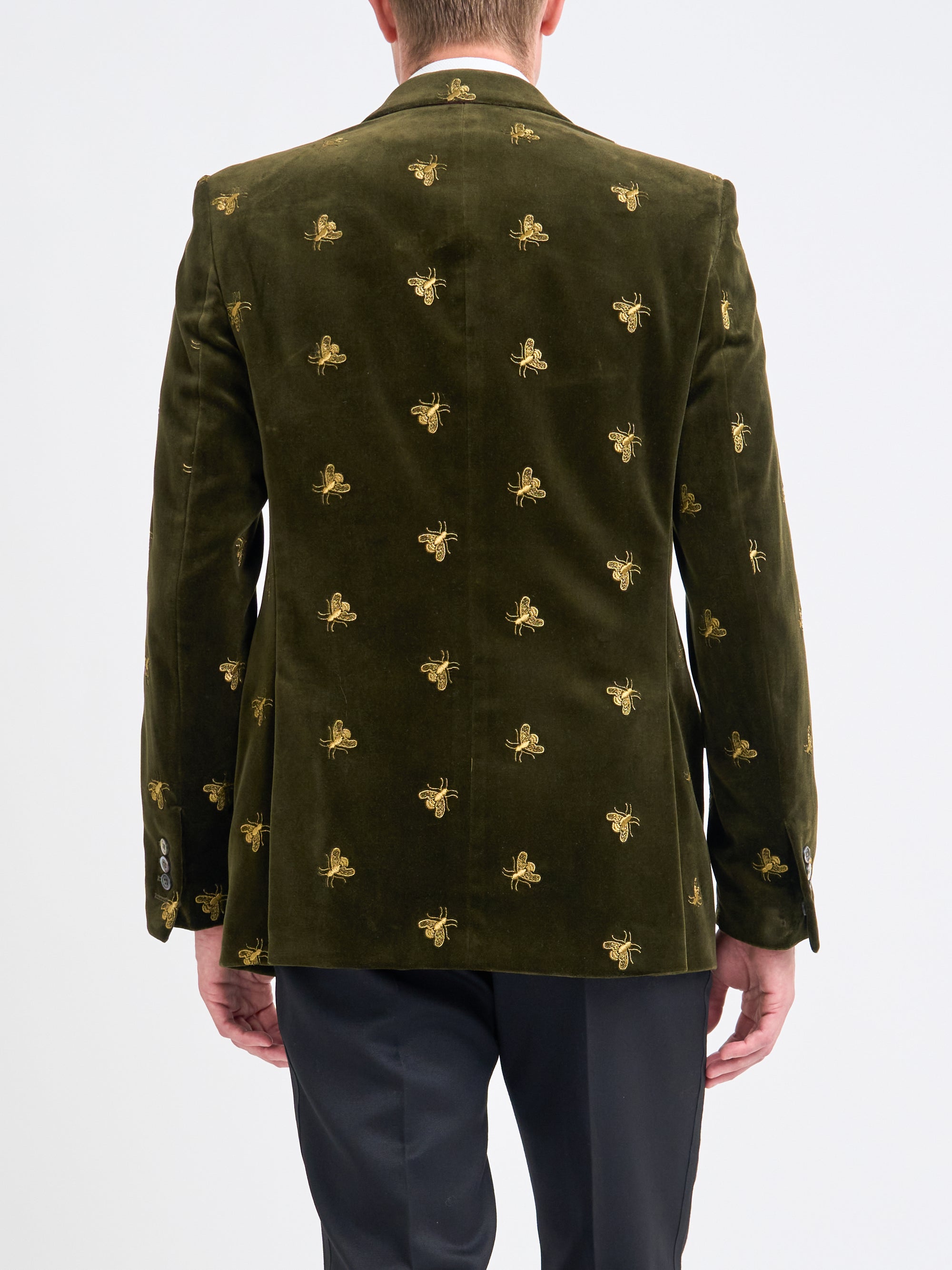 Olive Gold Bees Velvet Newport Jacket