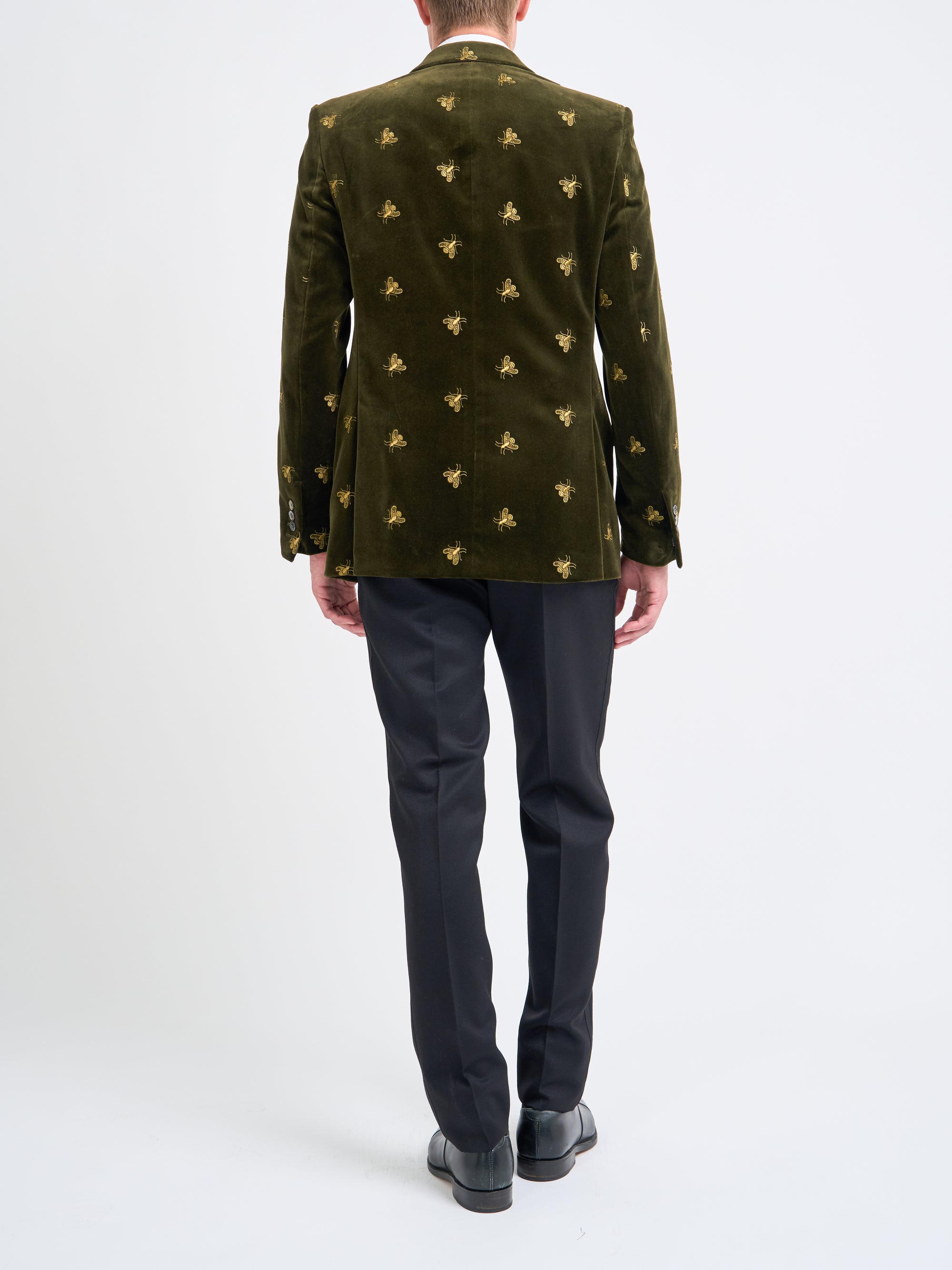 Olive Gold Bees Velvet Newport Jacket