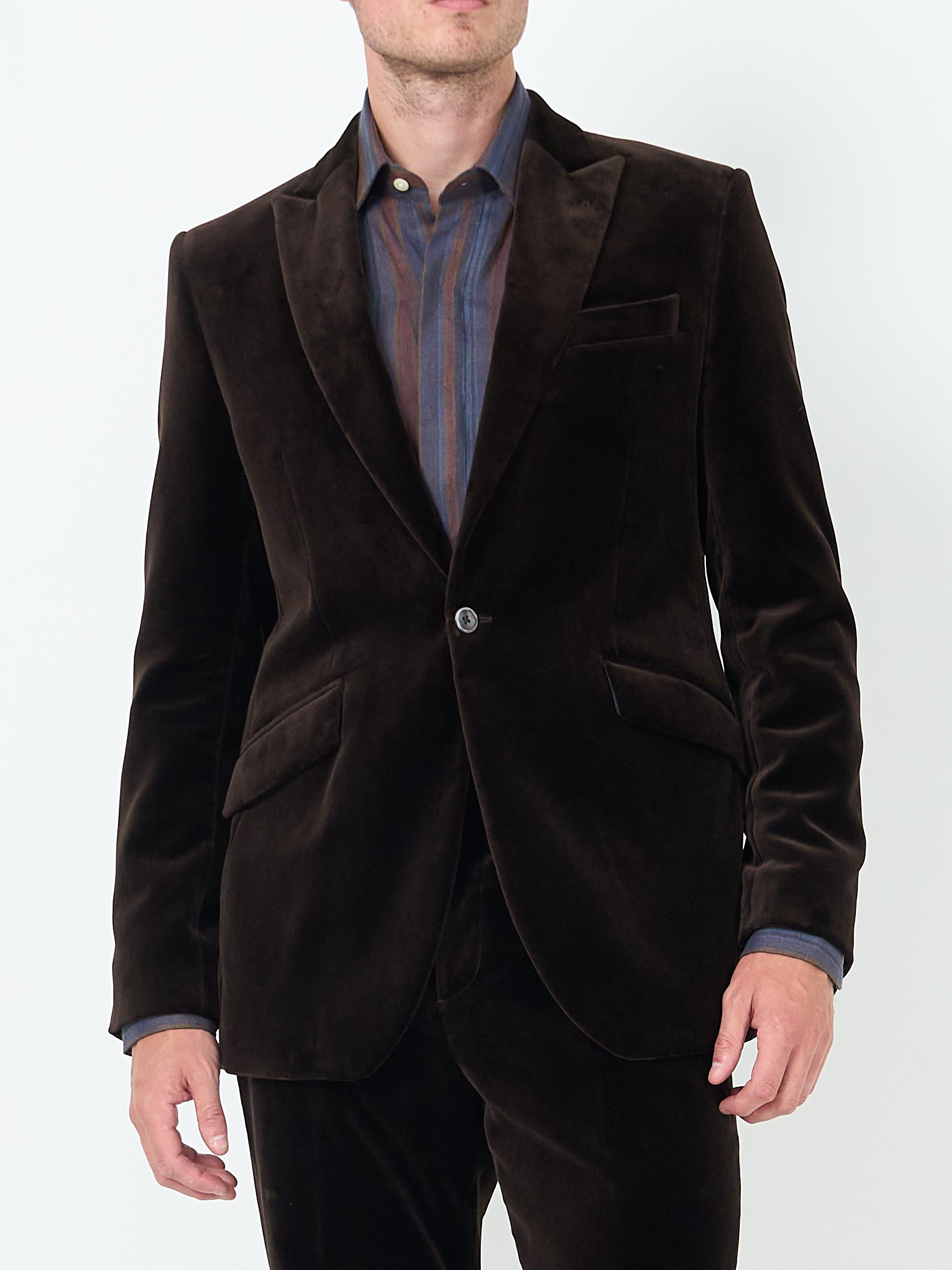 Chocolate Brown Velvet Cotton Newport Jacket