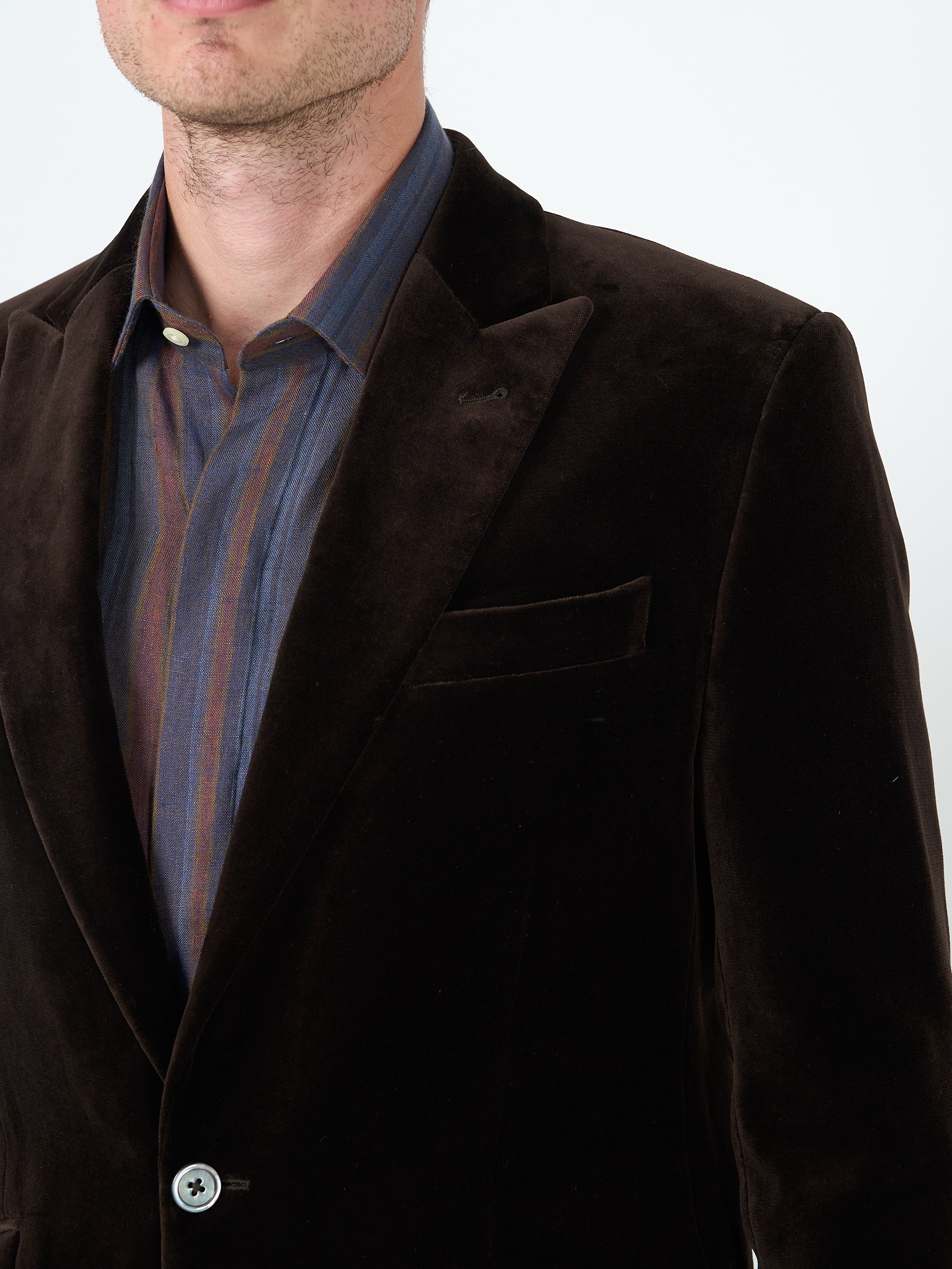 Chocolate Brown Velvet Cotton Newport Jacket