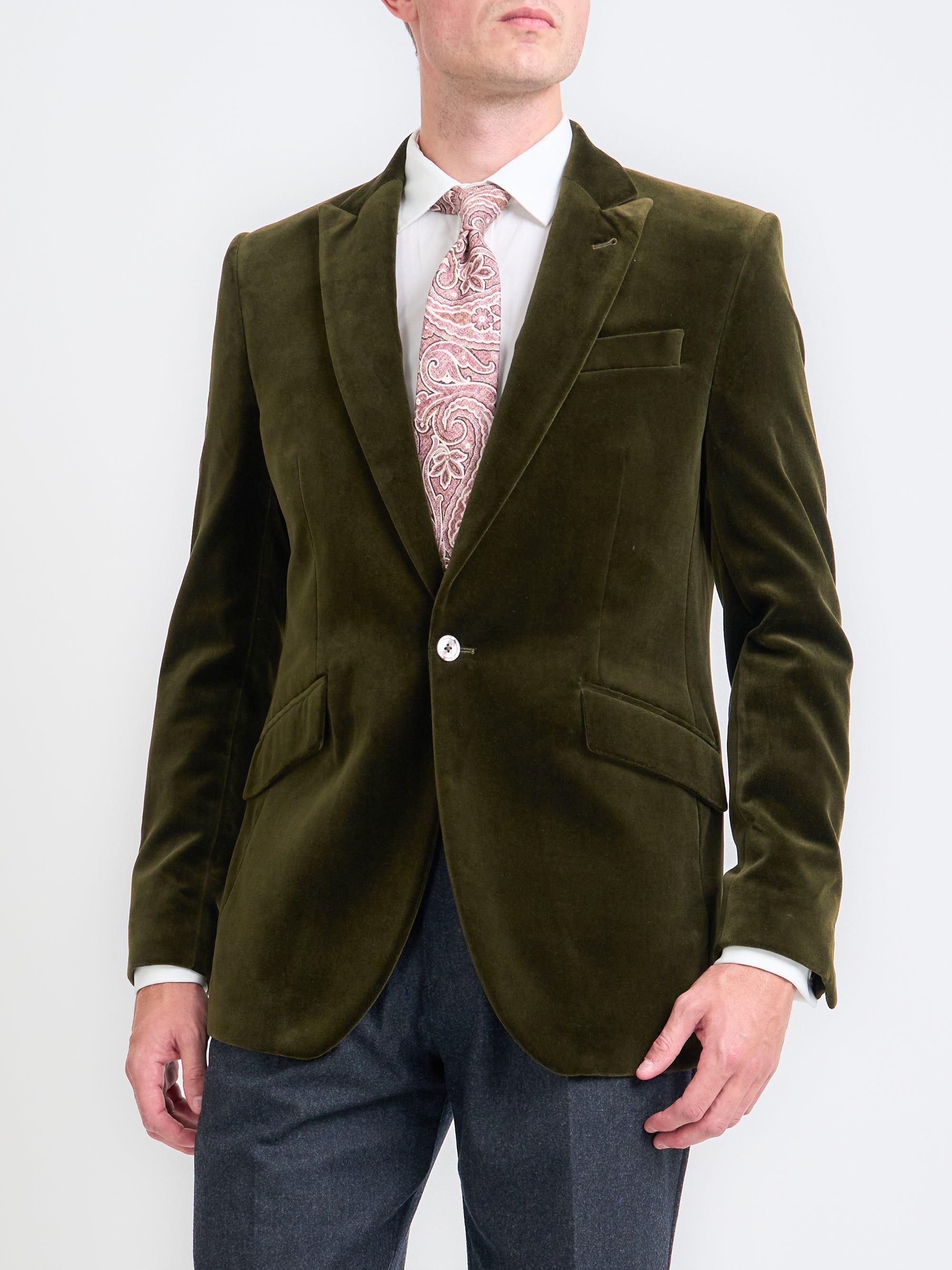 Olive Velvet Cotton Newport Jacket