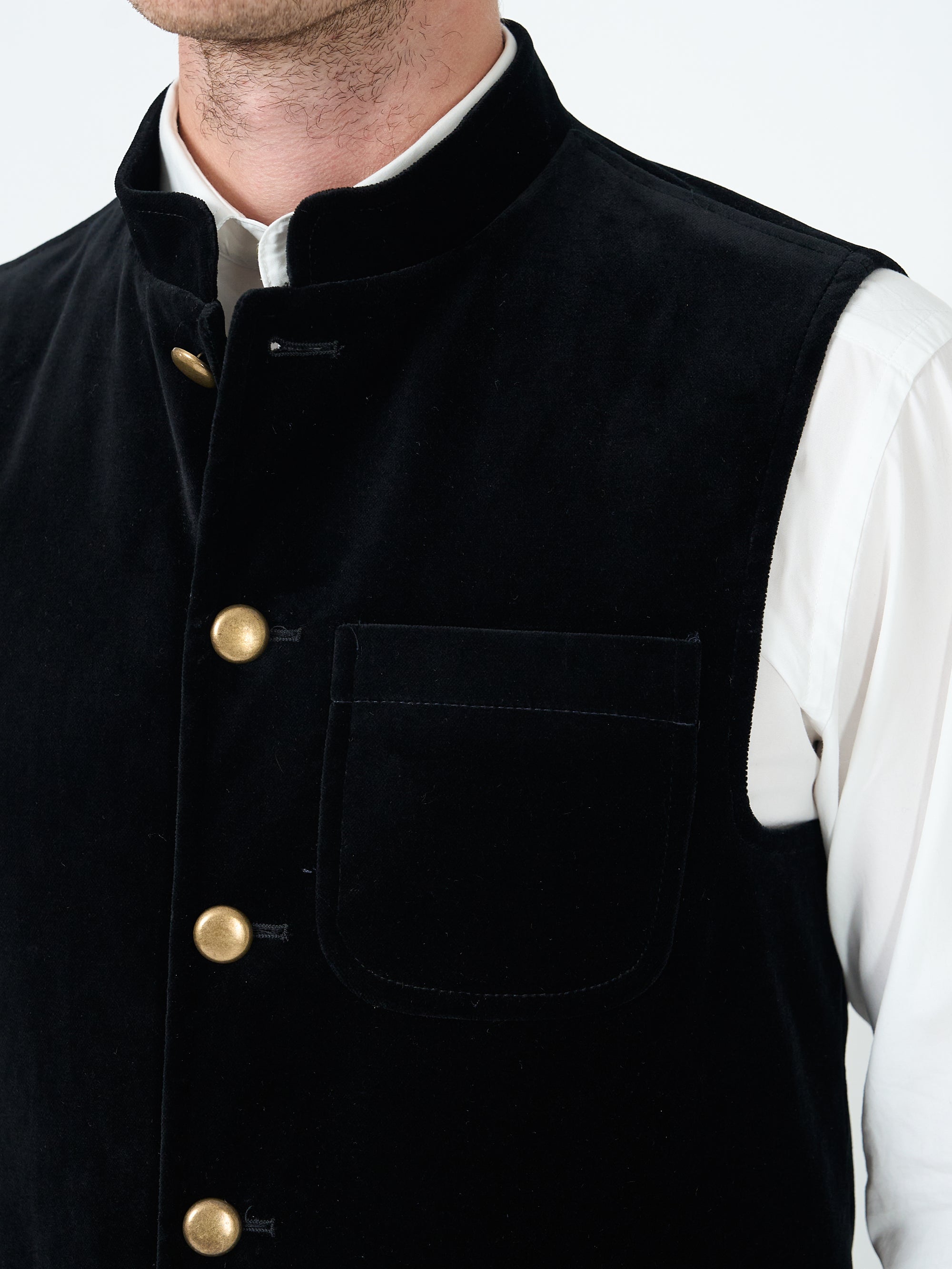 Black Velvet Cotton Wiltshire Gilet