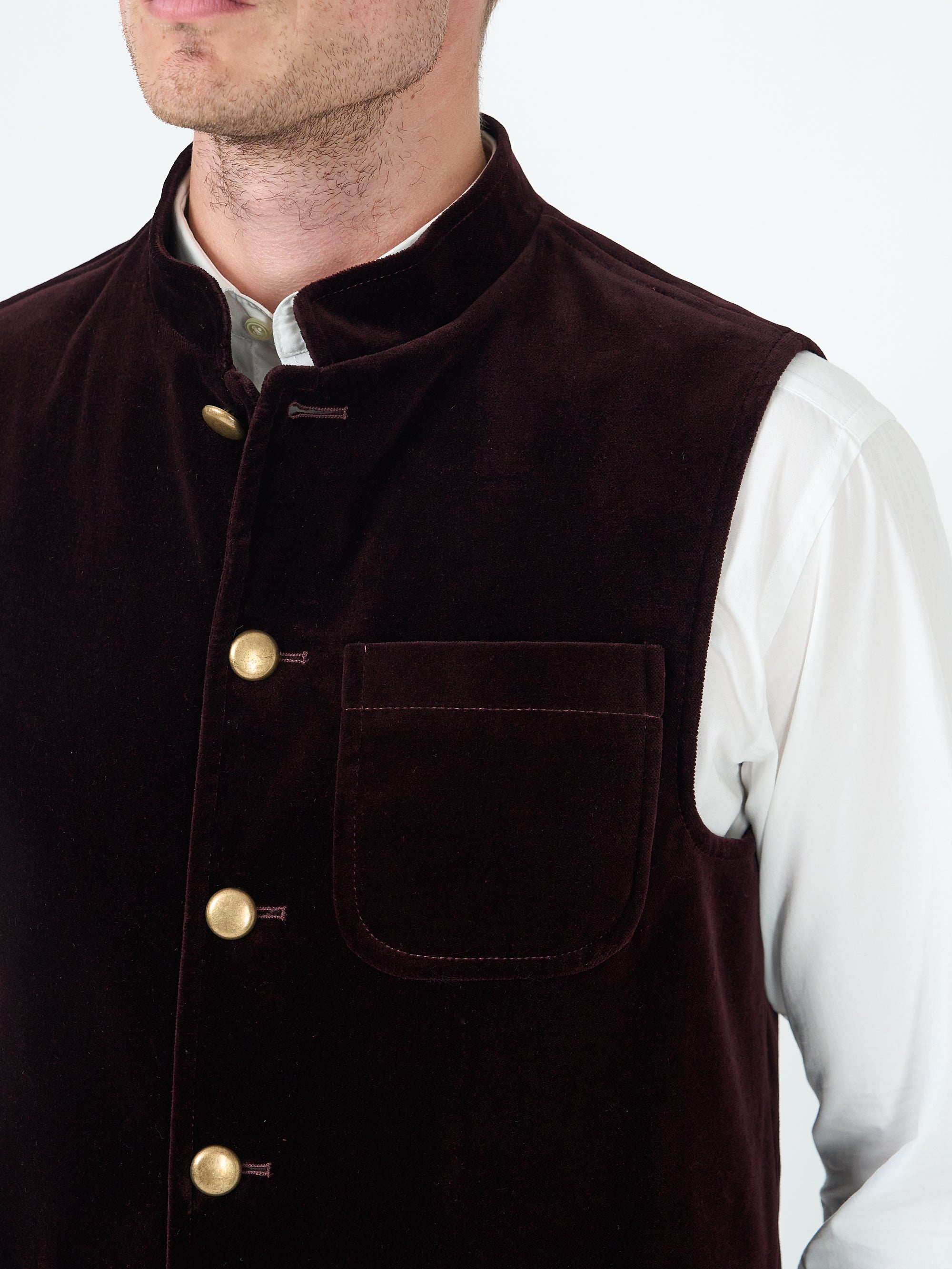 Claret Velvet Cotton Wiltshire Gilet