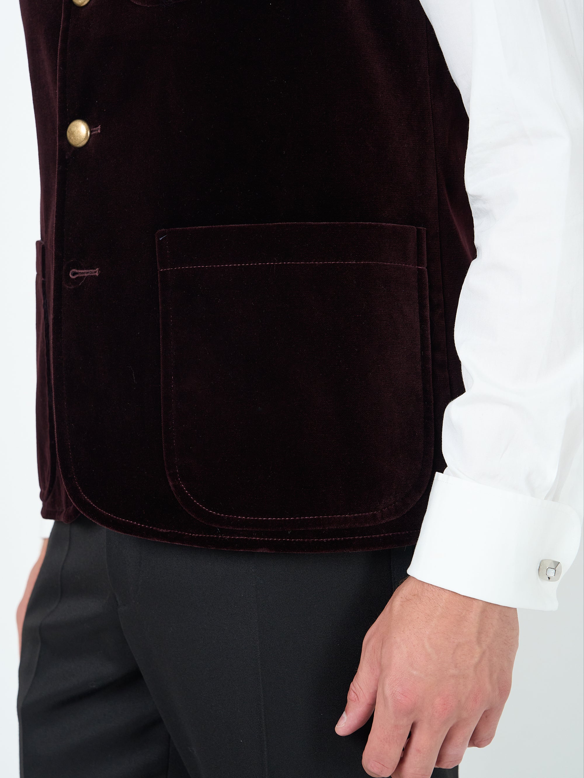 Claret Velvet Cotton Wiltshire Gilet