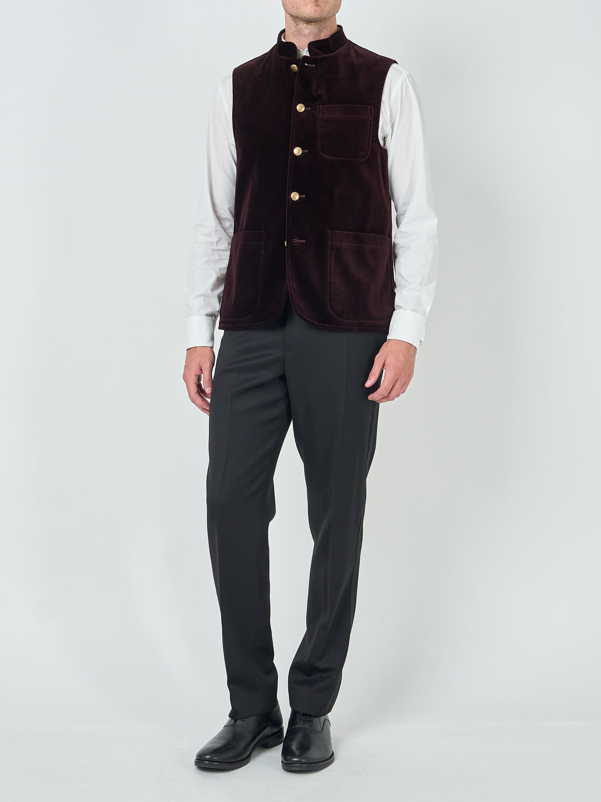 Claret Velvet Cotton Wiltshire Gilet