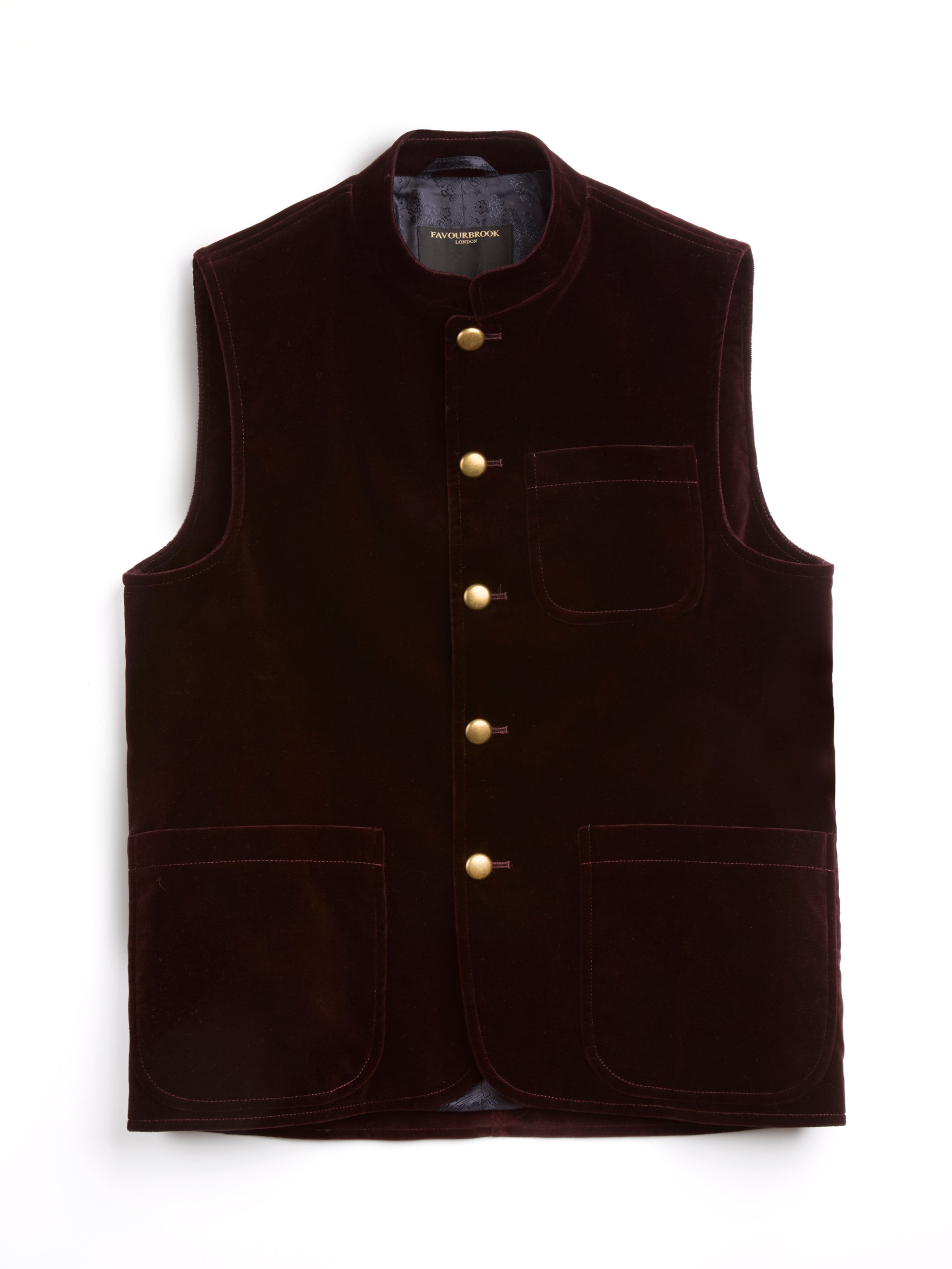 Claret Velvet Cotton Wiltshire Gilet