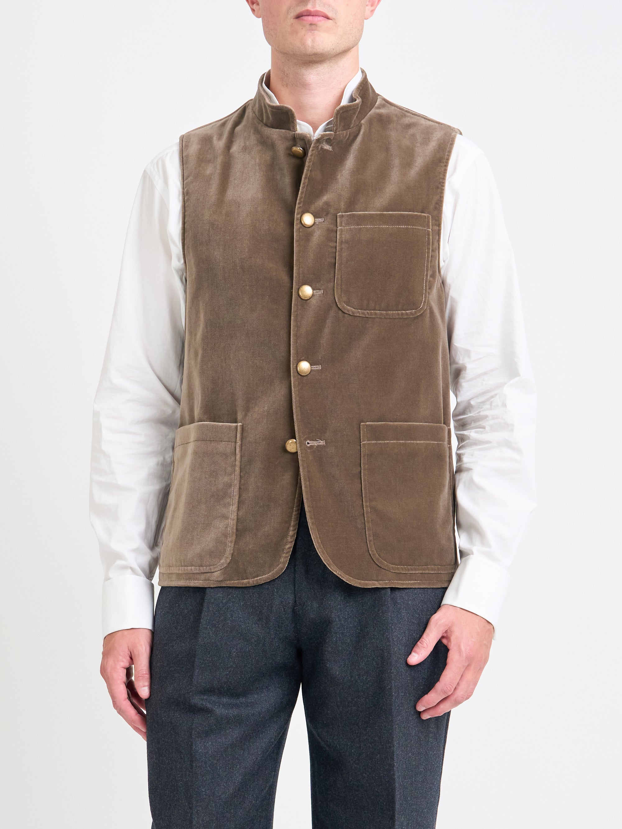 Fawn Velvet Cotton Wiltshire Gilet