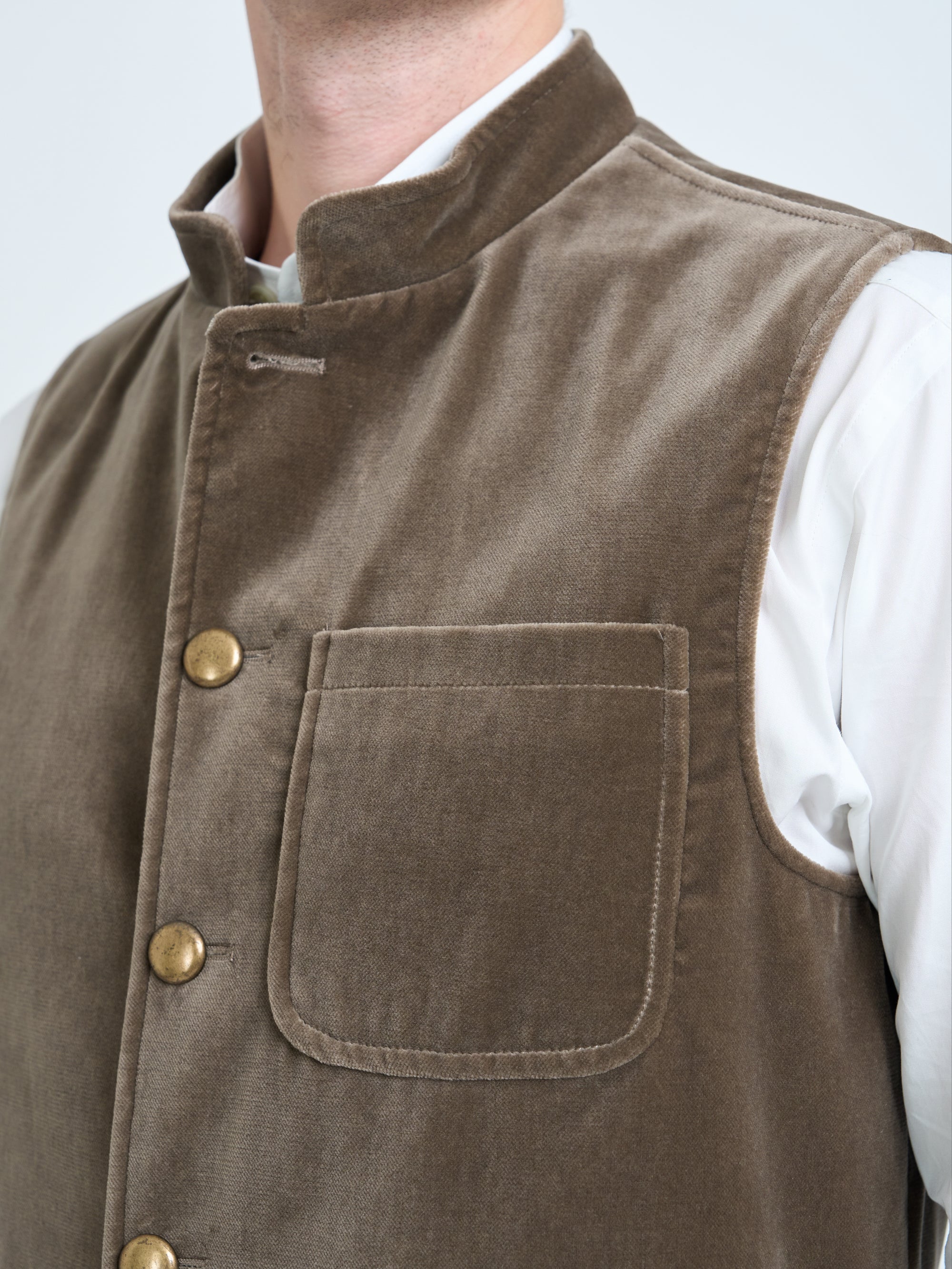 Fawn Velvet Cotton Wiltshire Gilet