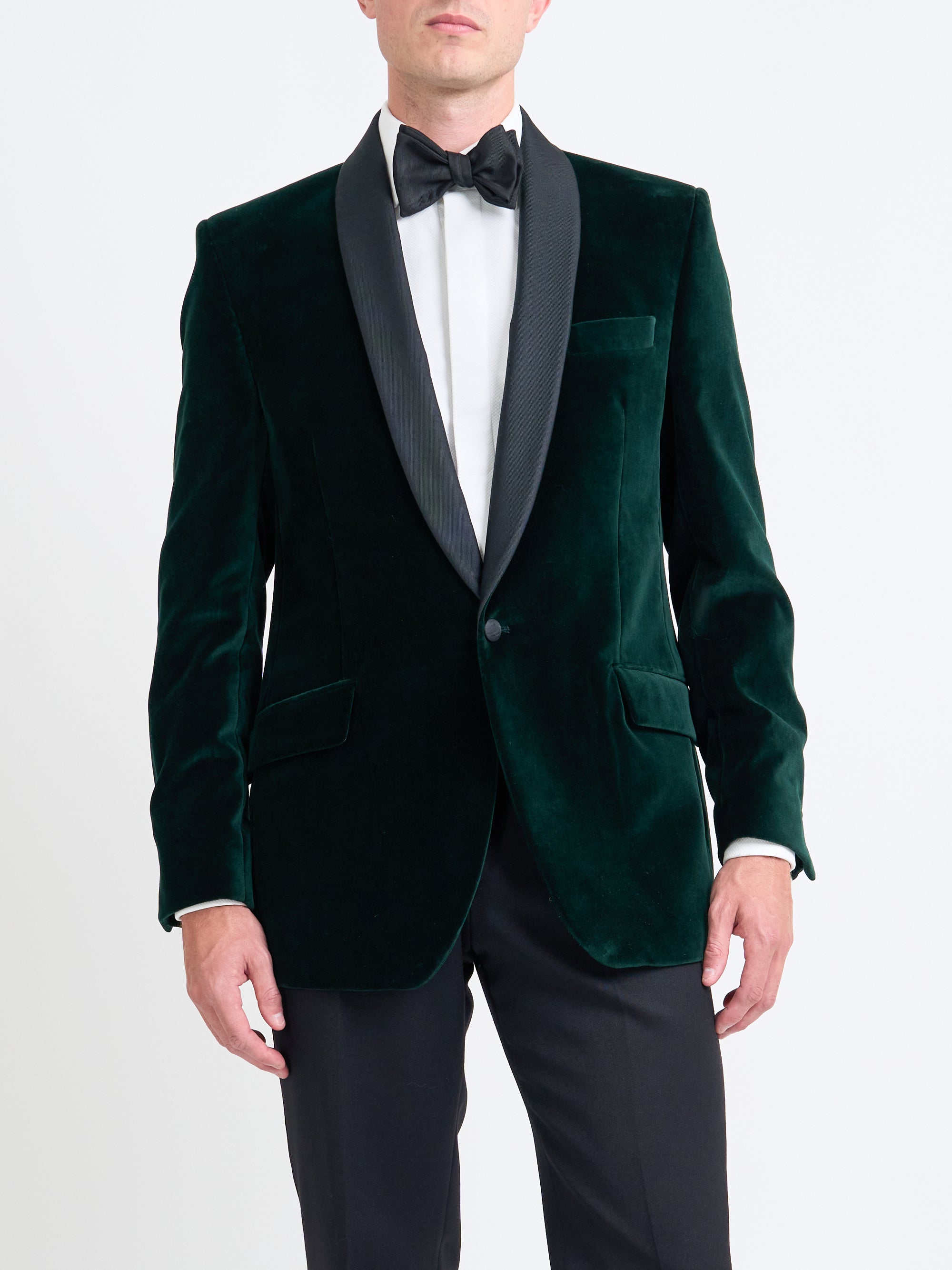 Bottle Green Velvet Shawl Lapel Dinner Jacket