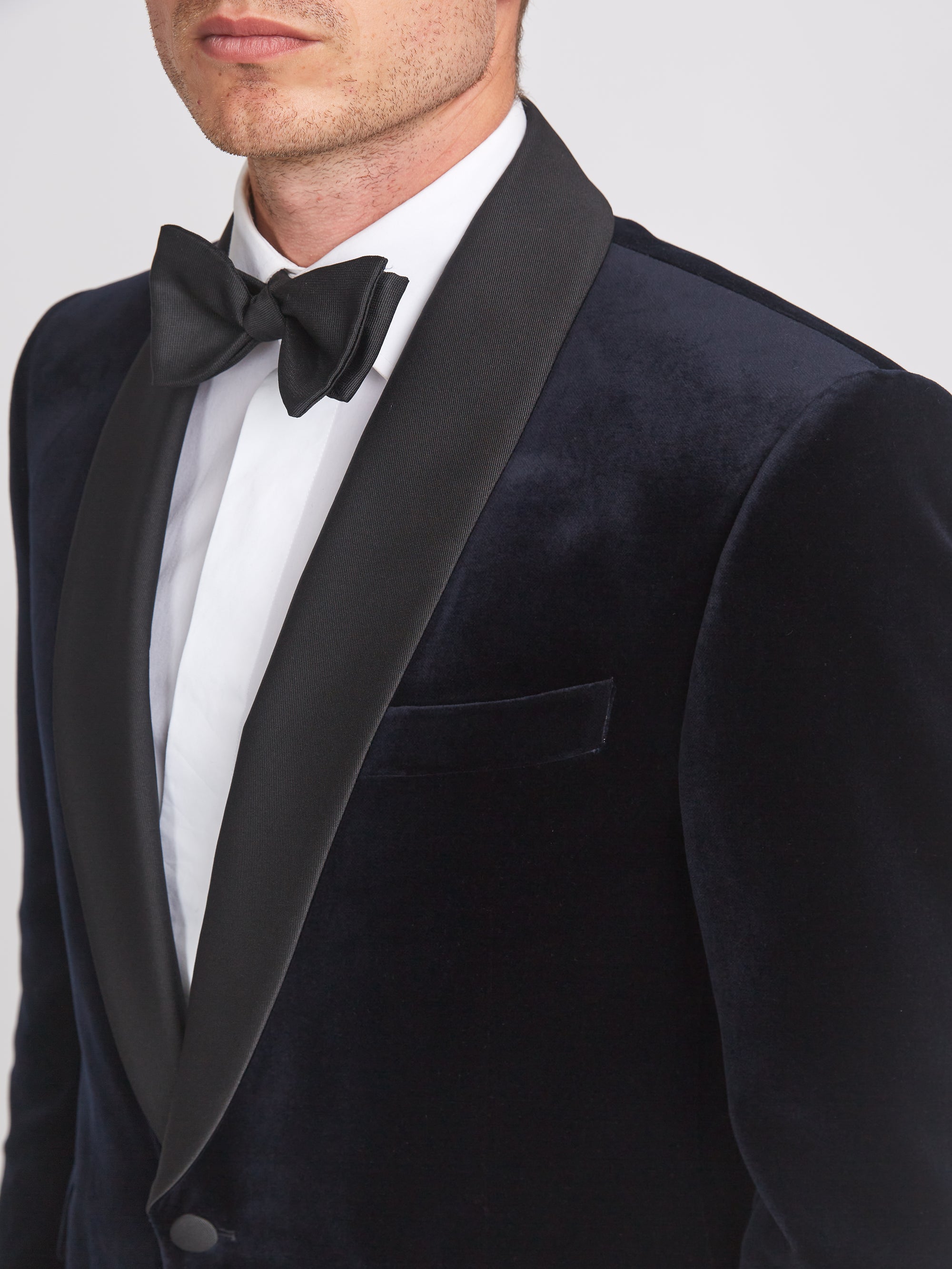 Navy Velvet Shawl Lapel Dinner Jacket