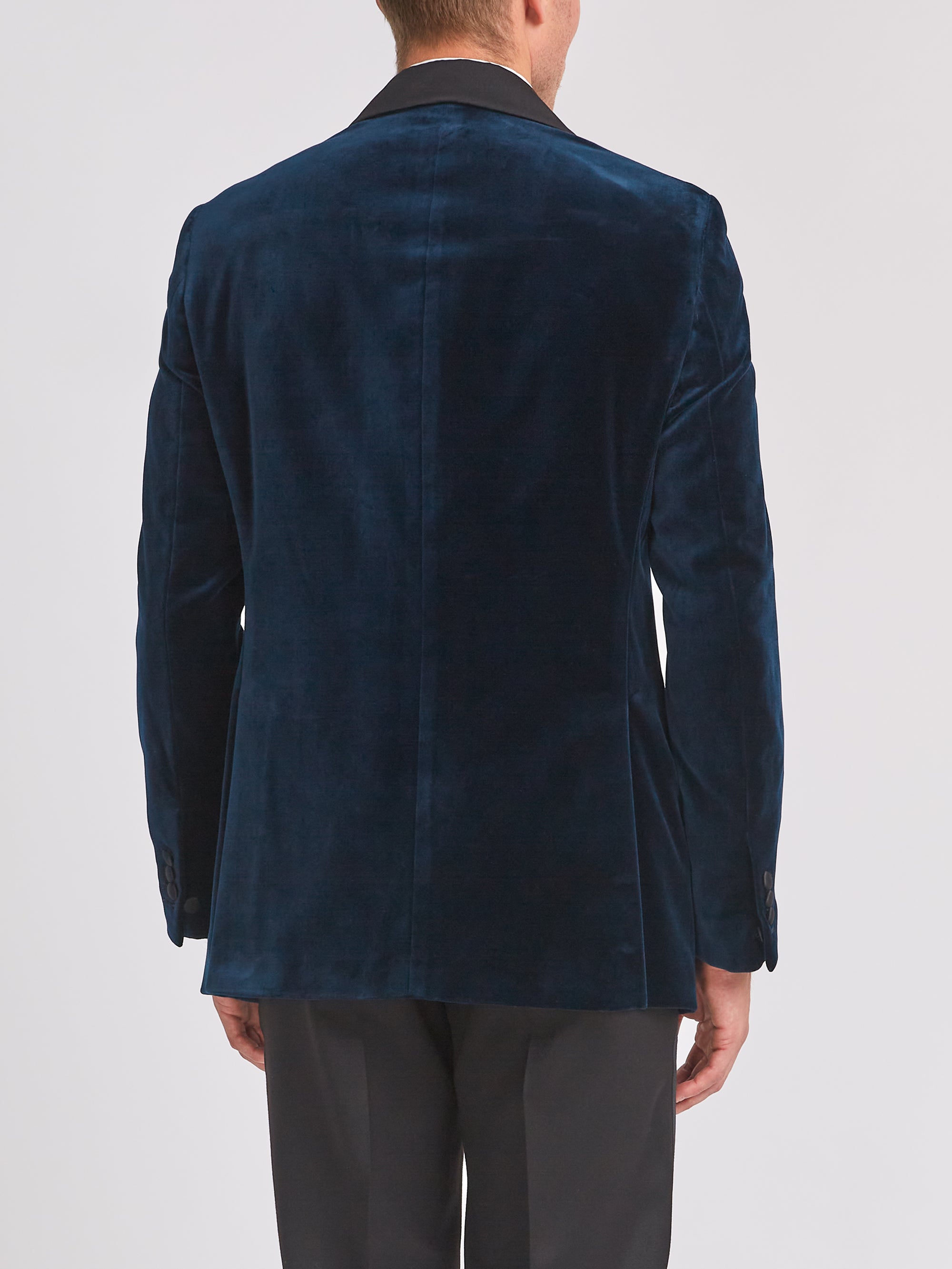 Sapphire Blue Velvet Shawl Lapel Dinner Jacket