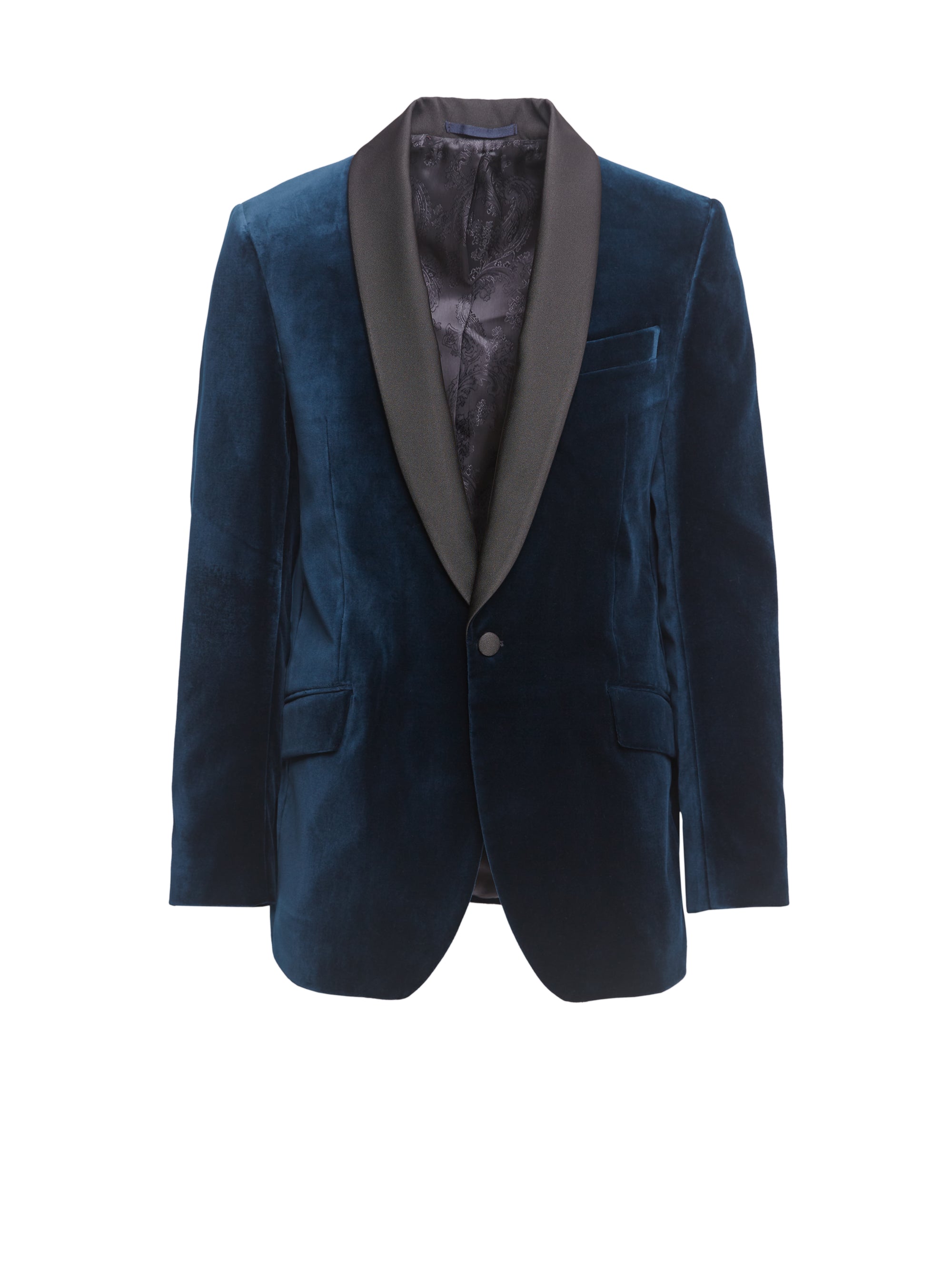Sapphire Blue Velvet Shawl Lapel Dinner Jacket