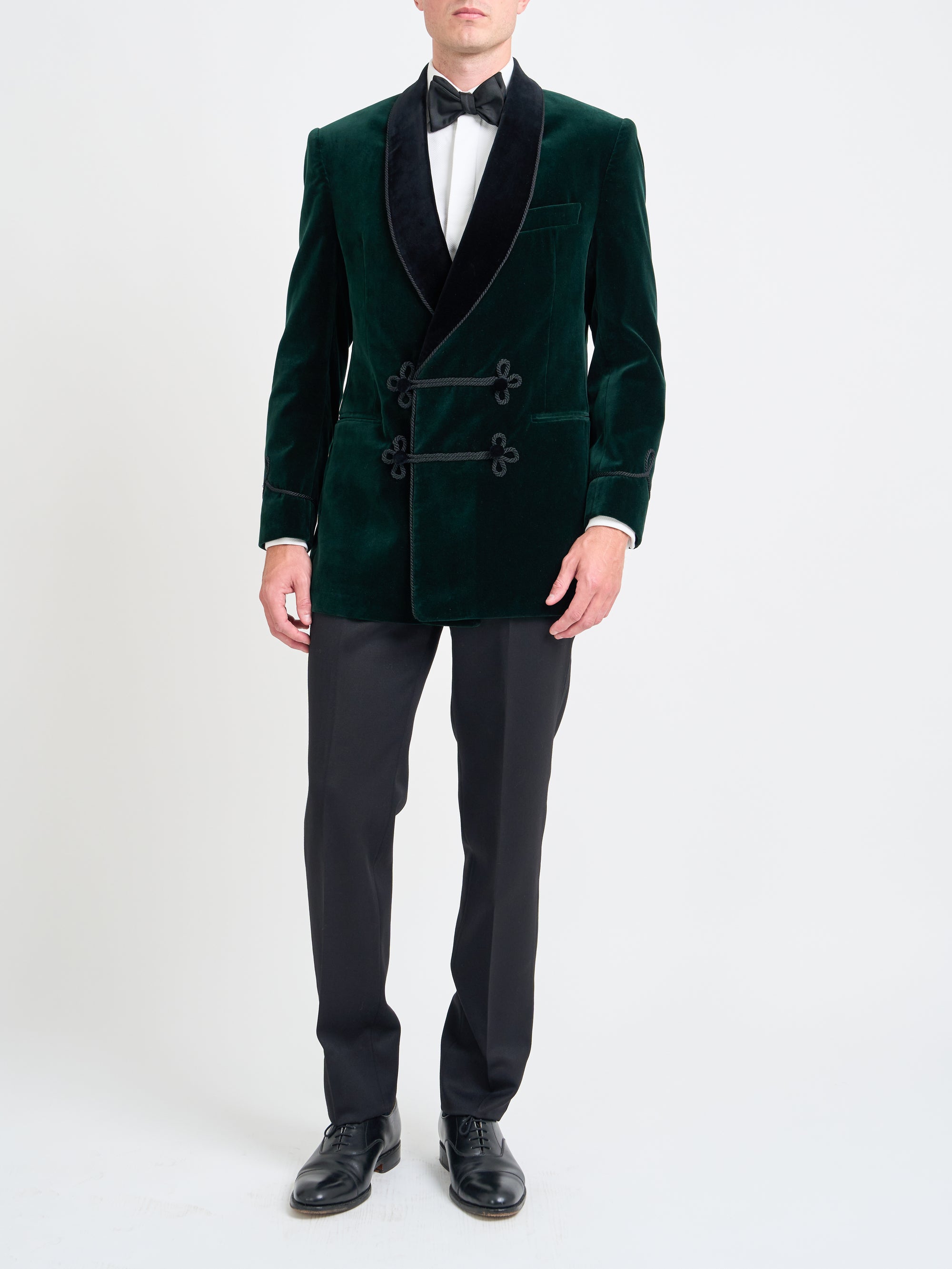 Bottle Green Velvet Double Breasted Smoking Jacket