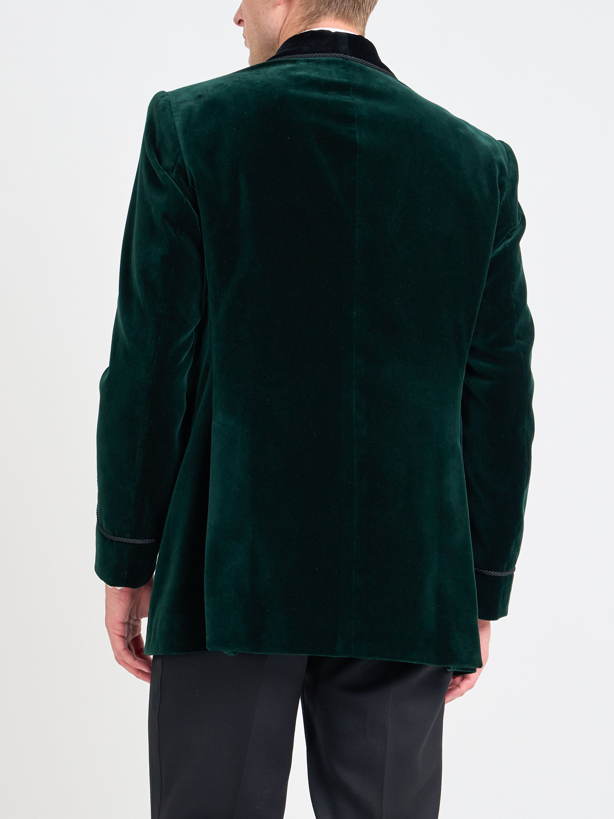 Bottle Green Velvet Double Breasted Smoking Jacket
