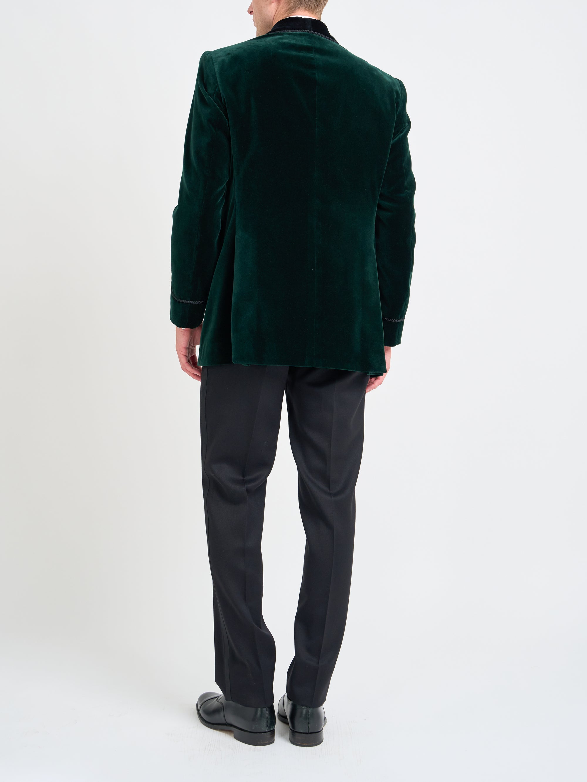 Bottle Green Velvet Double Breasted Smoking Jacket