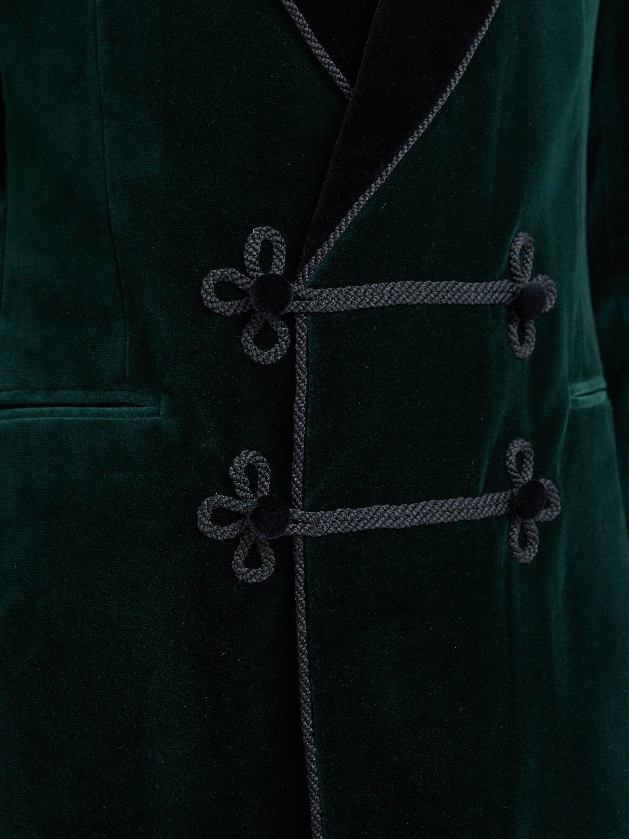 Bottle Green Velvet Double Breasted Smoking Jacket