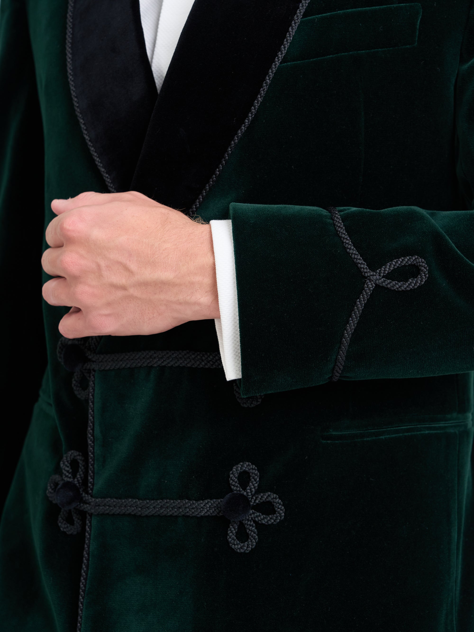 Bottle Green Velvet Double Breasted Smoking Jacket