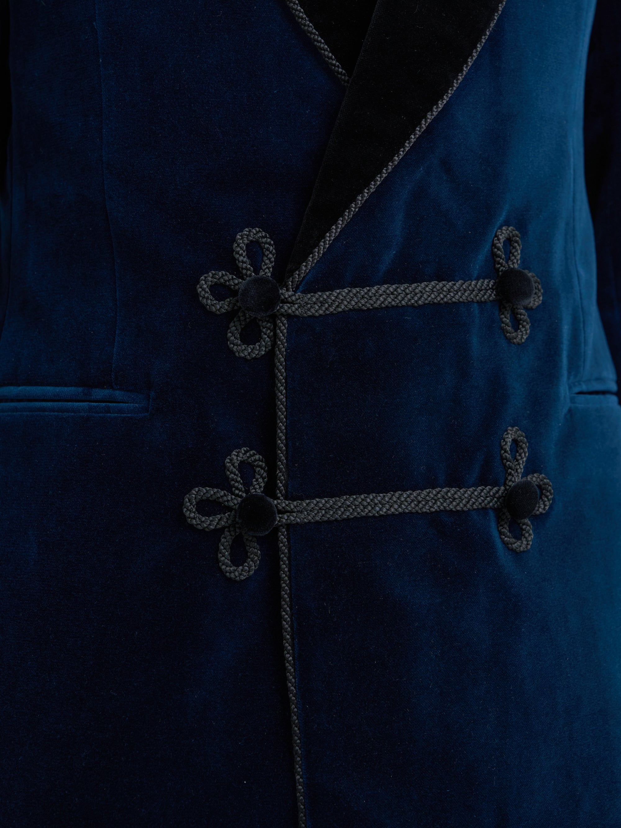 Sapphire Blue Velvet Double Breasted Smoking Jacket