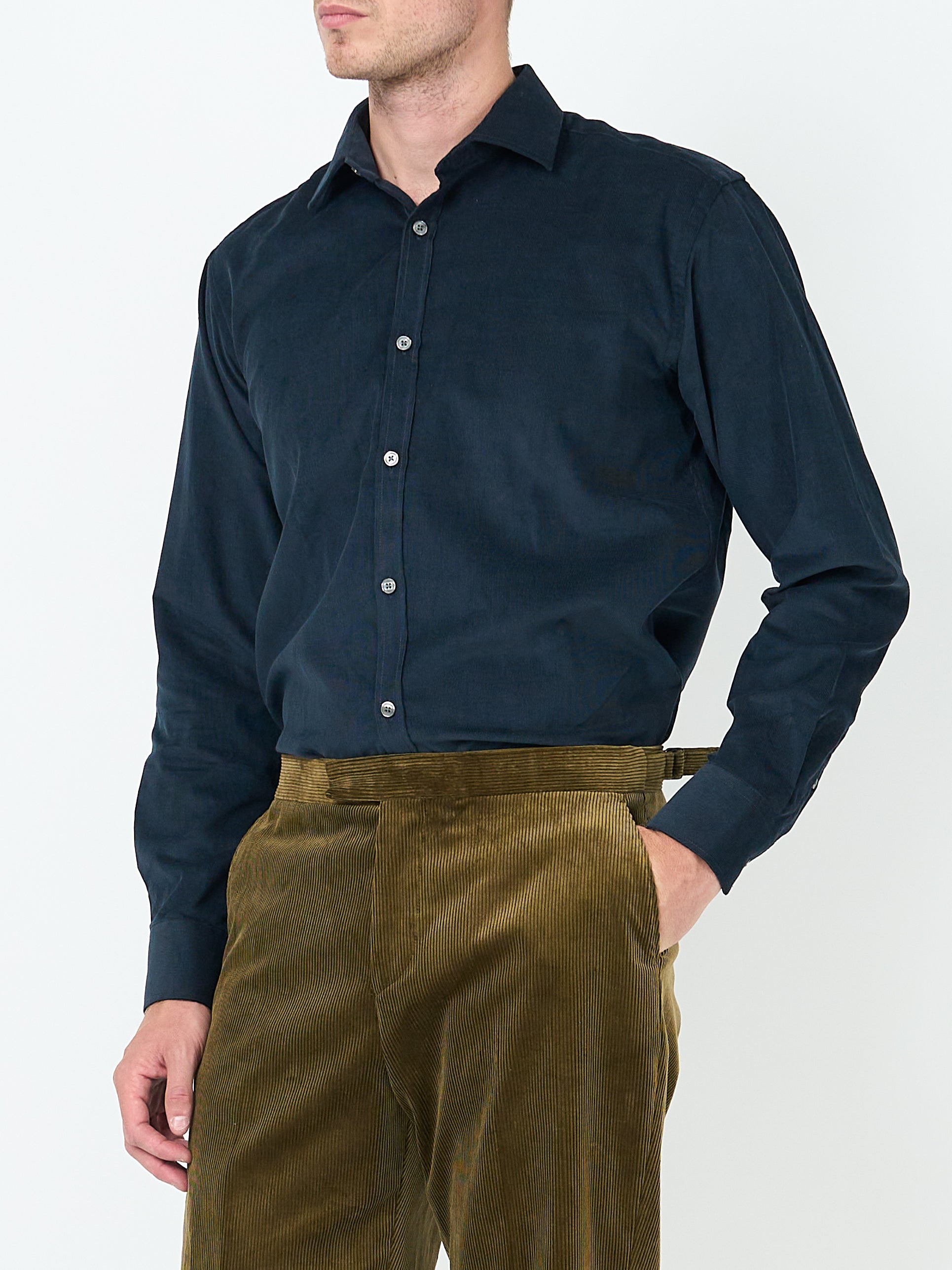Navy Mersey Cord Burlington Shirt