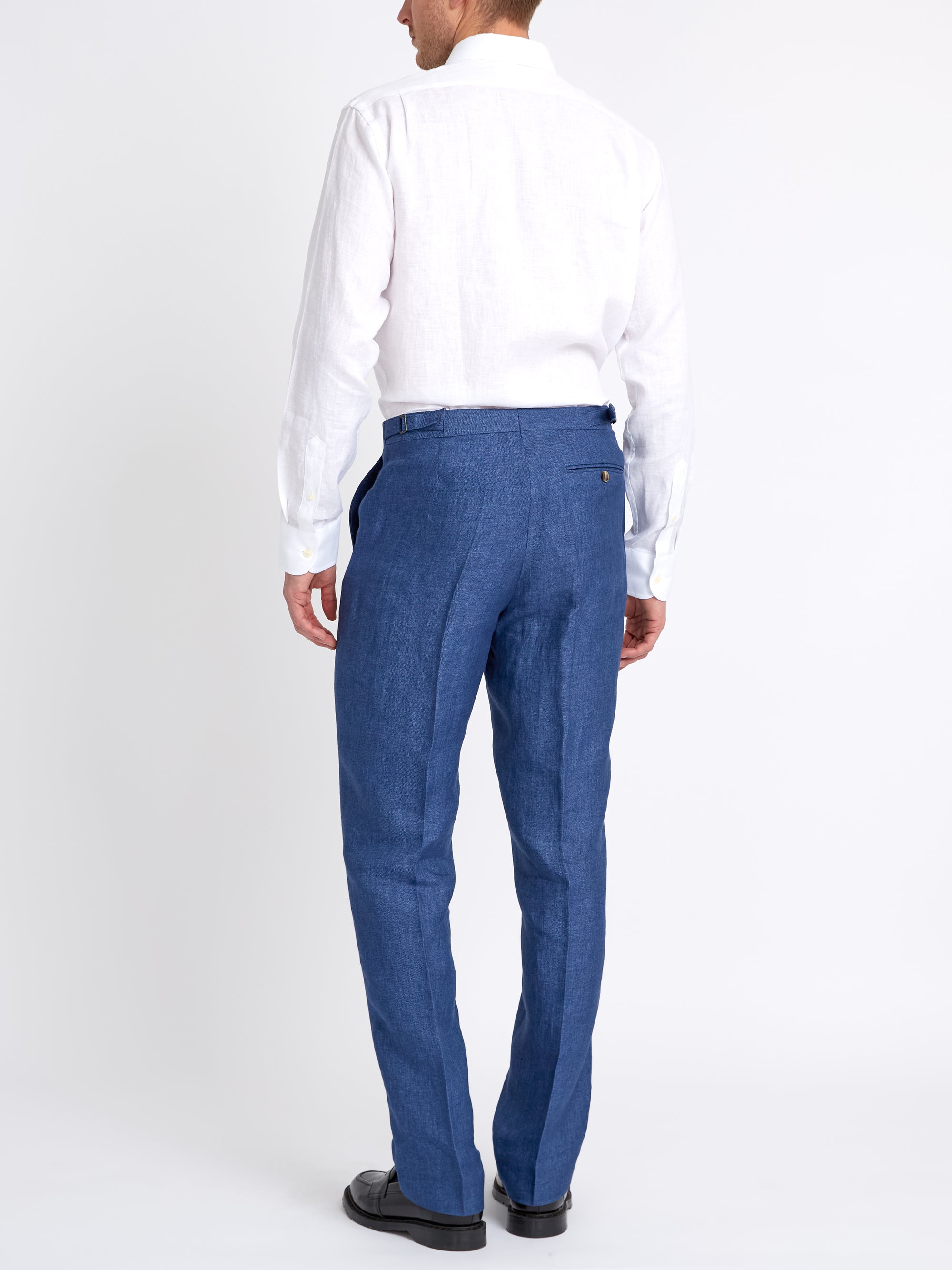 White Bridford Linen Cutaway Collar Shirt