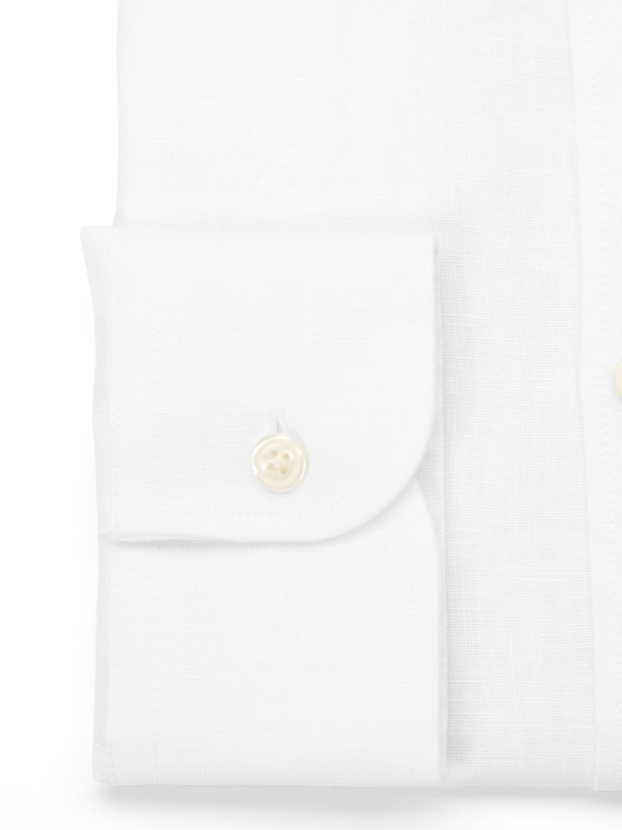 White Bridford Linen Cutaway Collar Shirt