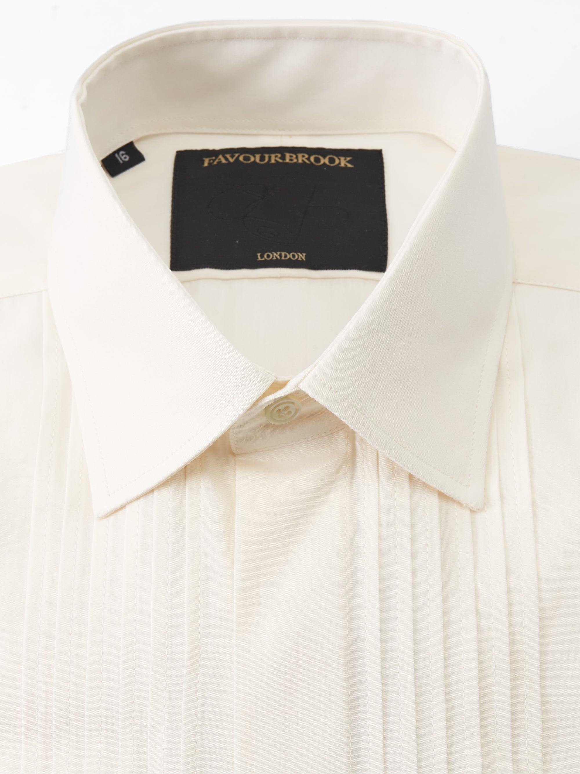 Ivory Poplin Cotton Pleated Pintuck Dress Shirt