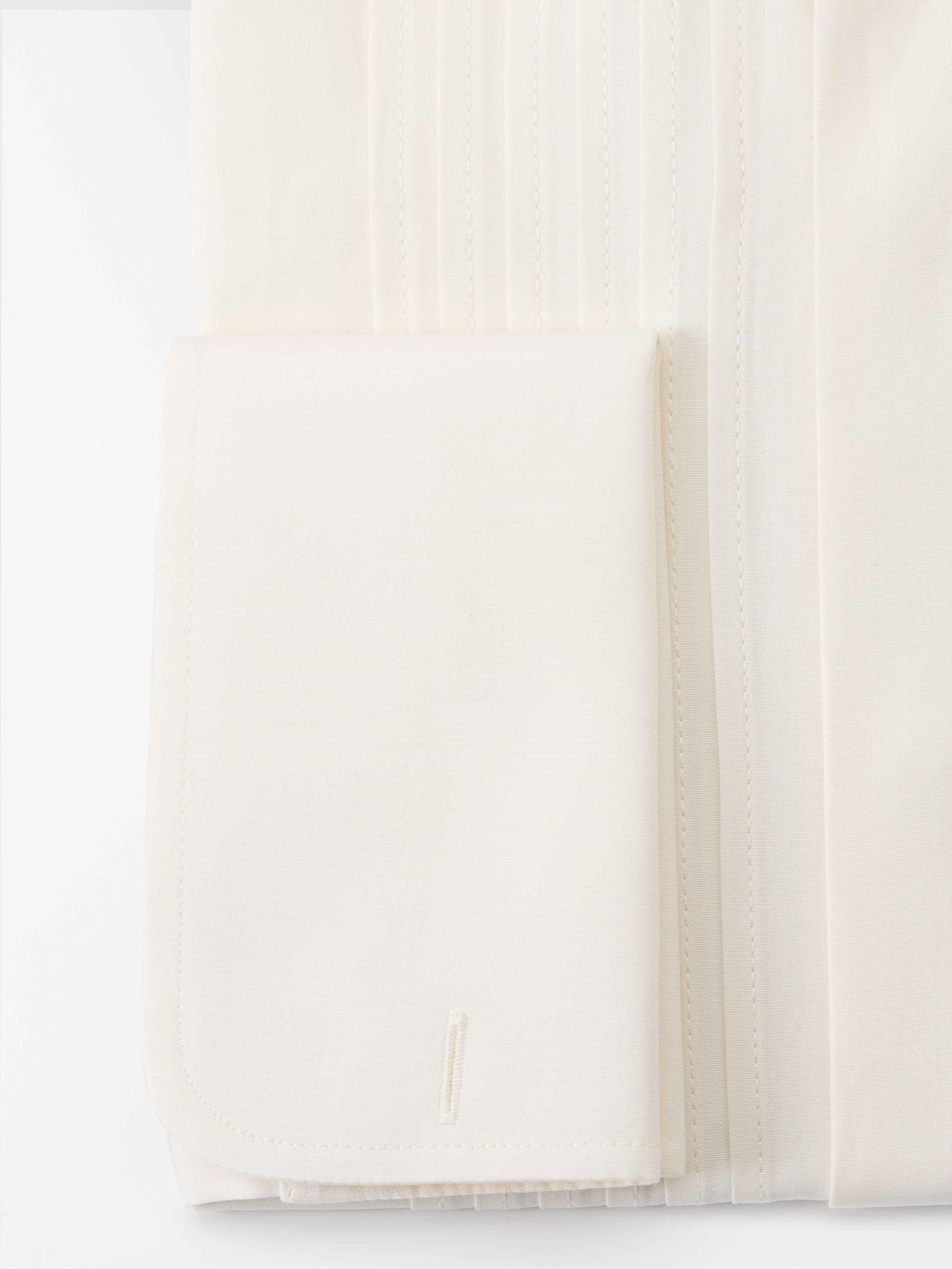 Ivory Poplin Cotton Pleated Pintuck Dress Shirt