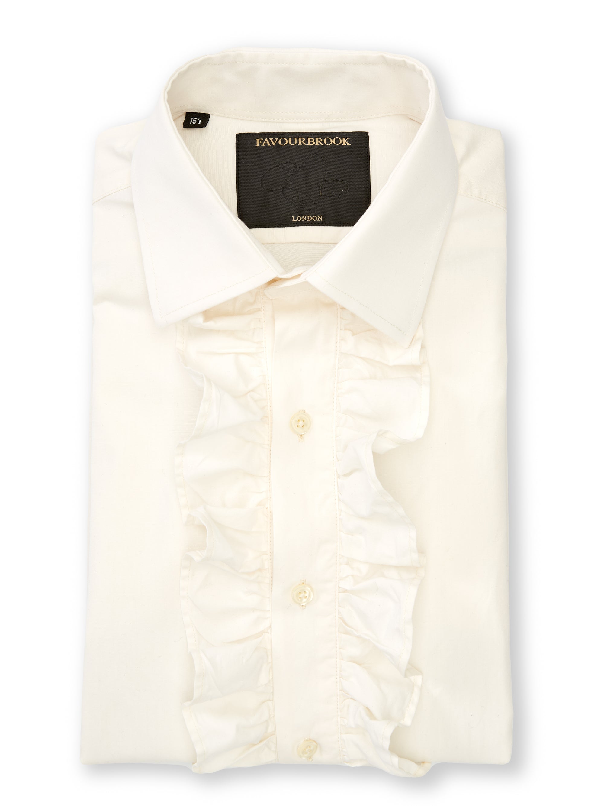 Ivory Poplin Cotton Large Frill Shirt