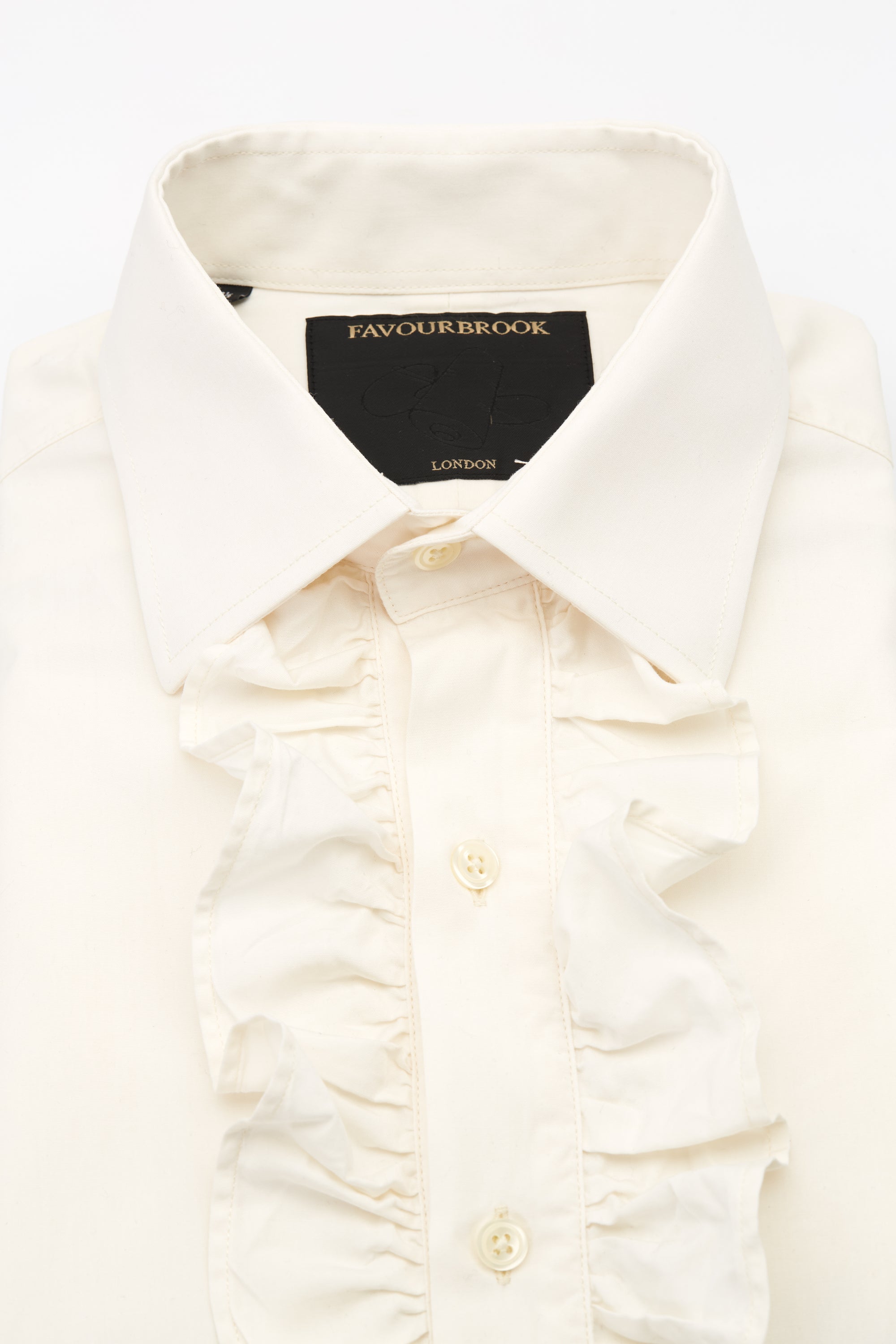 Ivory Poplin Cotton Large Frill Shirt